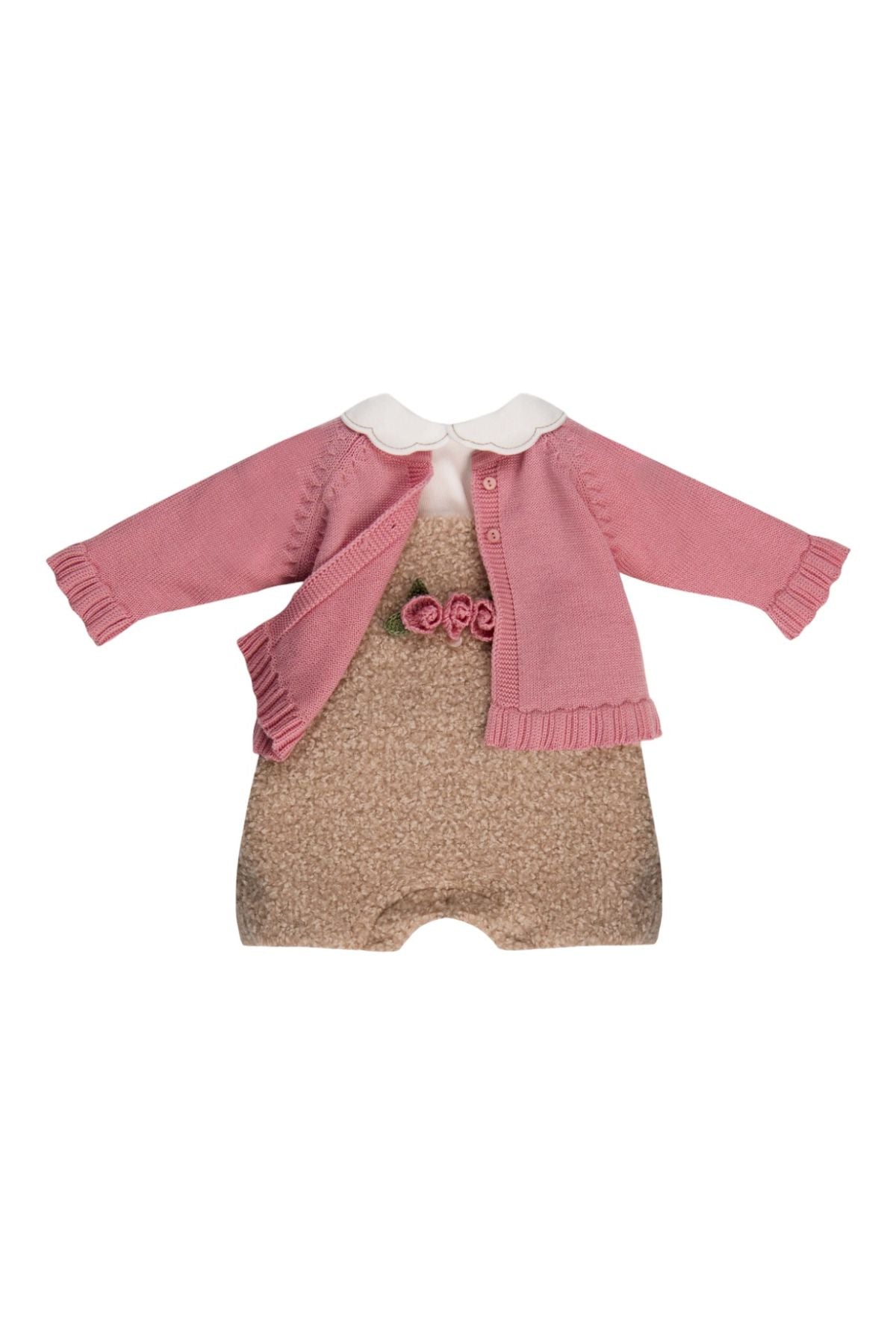 Completo con cardigan Roselline applicate Bimba ROSA FARD IG1031 - NANU' BABY