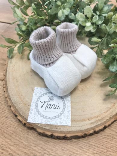 Babbucce Doppio colore Neonata BIANCO ES95S - NANU' BABY