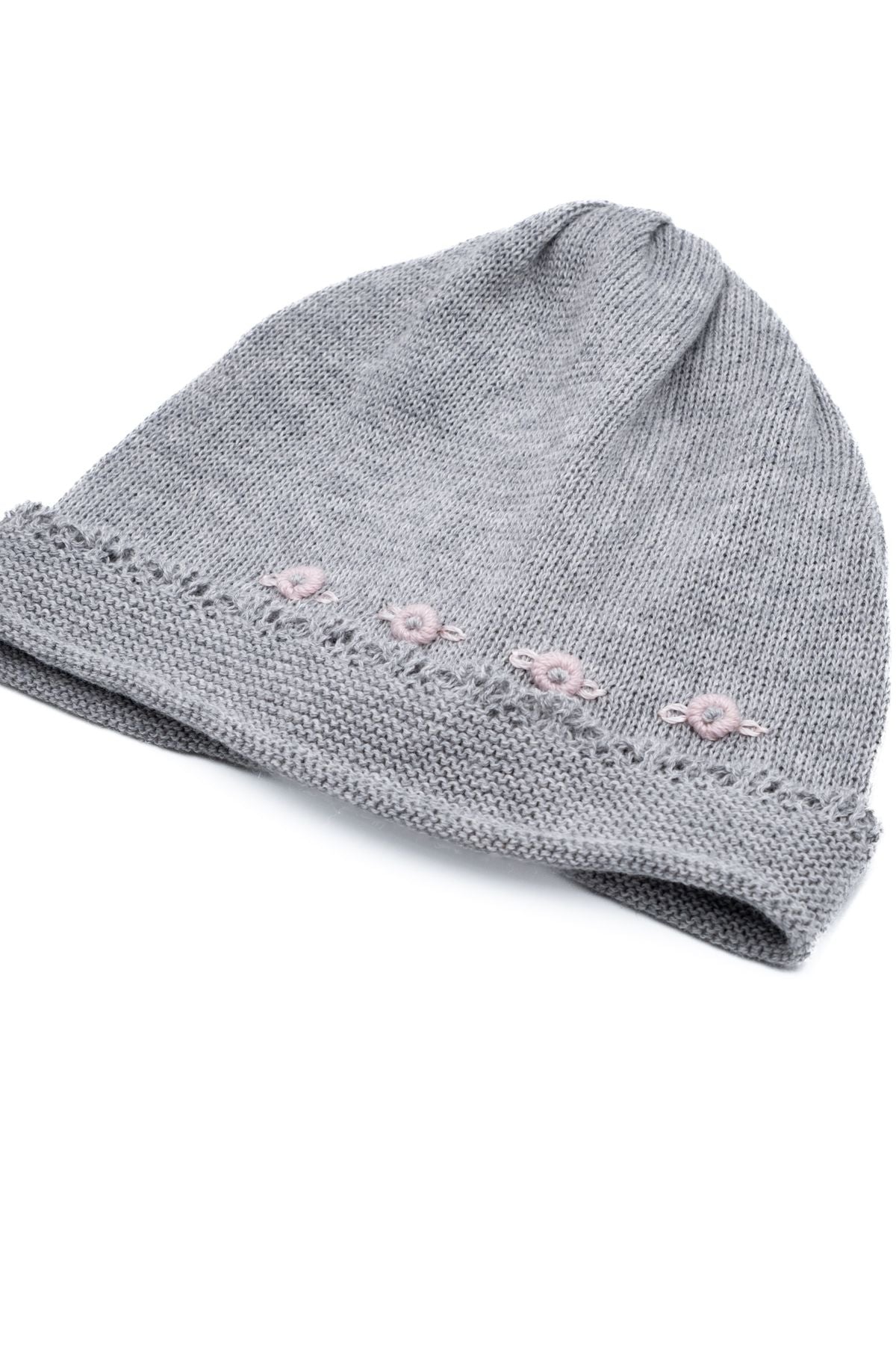 Cuffia Fiorellini Neonata GRIGIO 680. - NANU' BABY