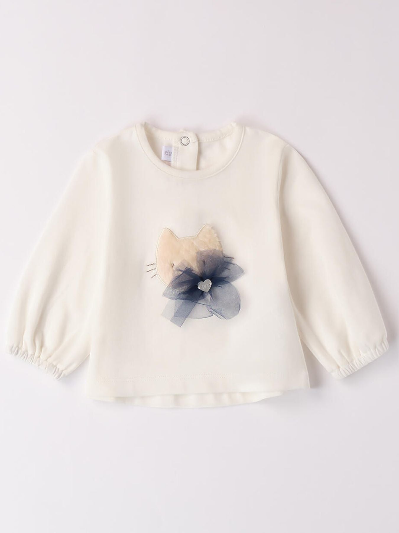 Maglietta per bimba con gatto Bimba PANNA 3A762 - NANU' BABY