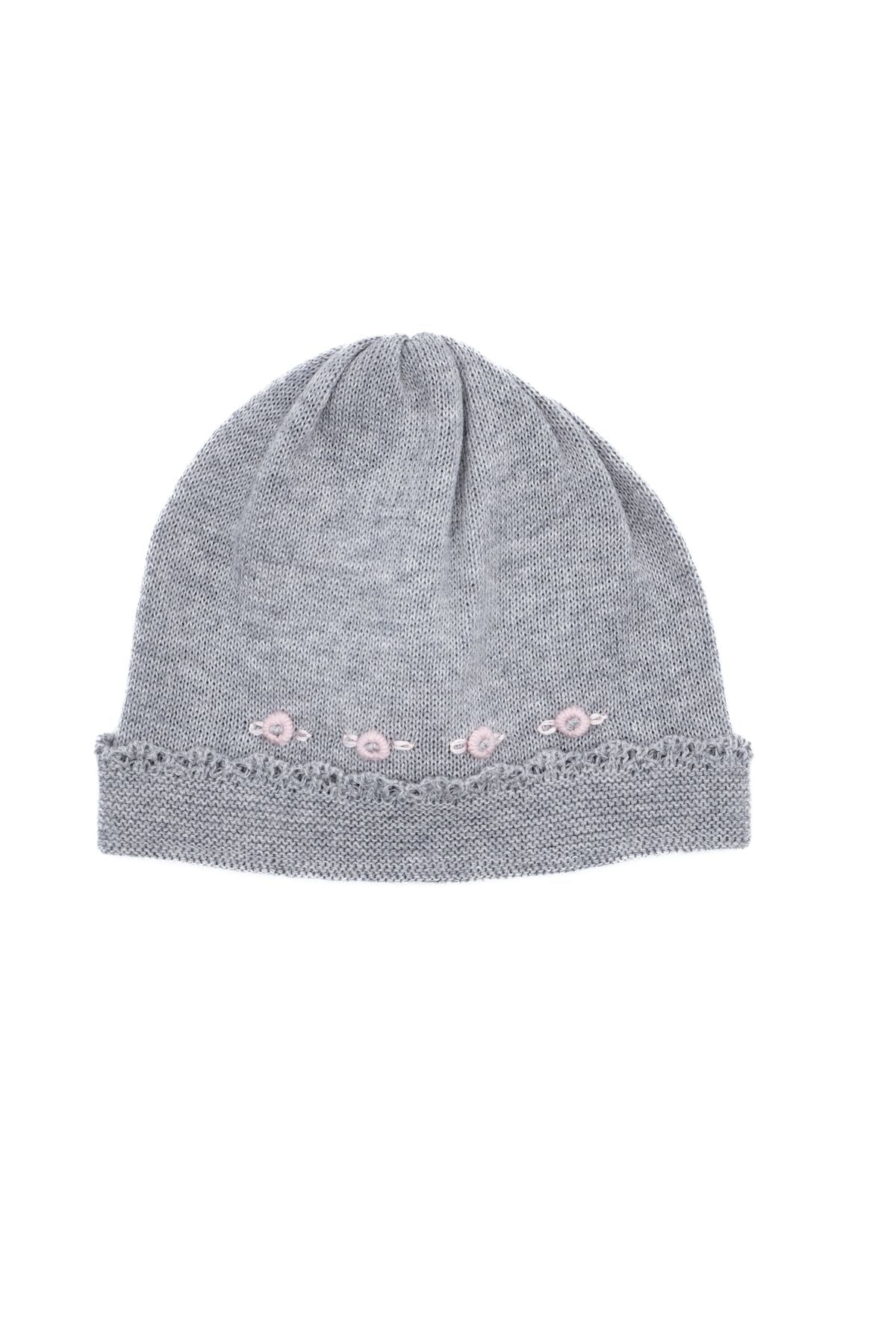Cuffia Fiorellini Neonata GRIGIO 680. - NANU' BABY