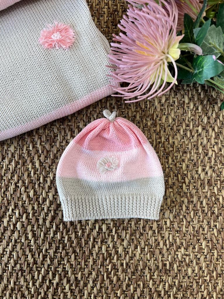 Cuffia Fiore e Frangie Neonata TORTORA AMY/814 - NANU' BABY