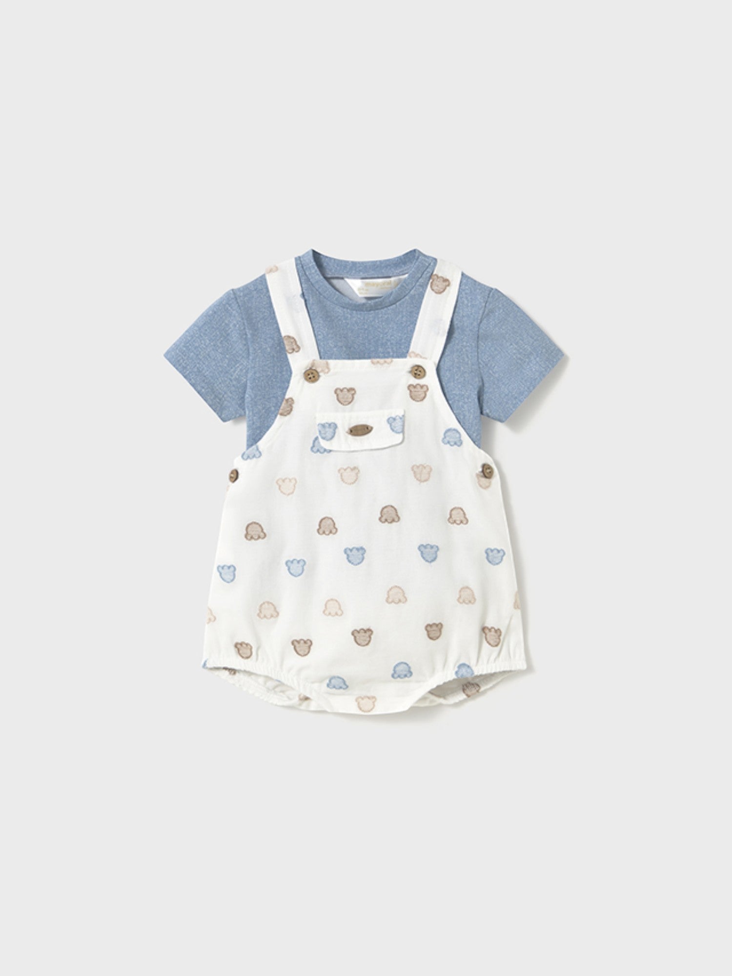 Completo salopette ricamo maglie Bimbo AZZURRO 1608 /A - NANU' BABY