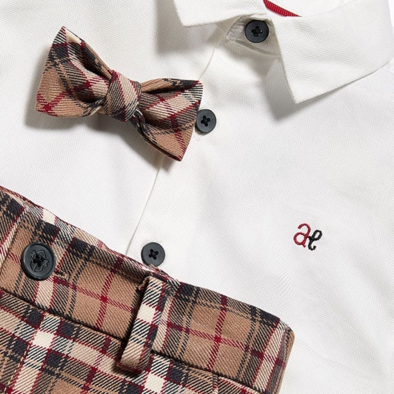 Compl. camicia bermuda quadri Bimbo CAMMELLO 5701/C - NANU' BABY