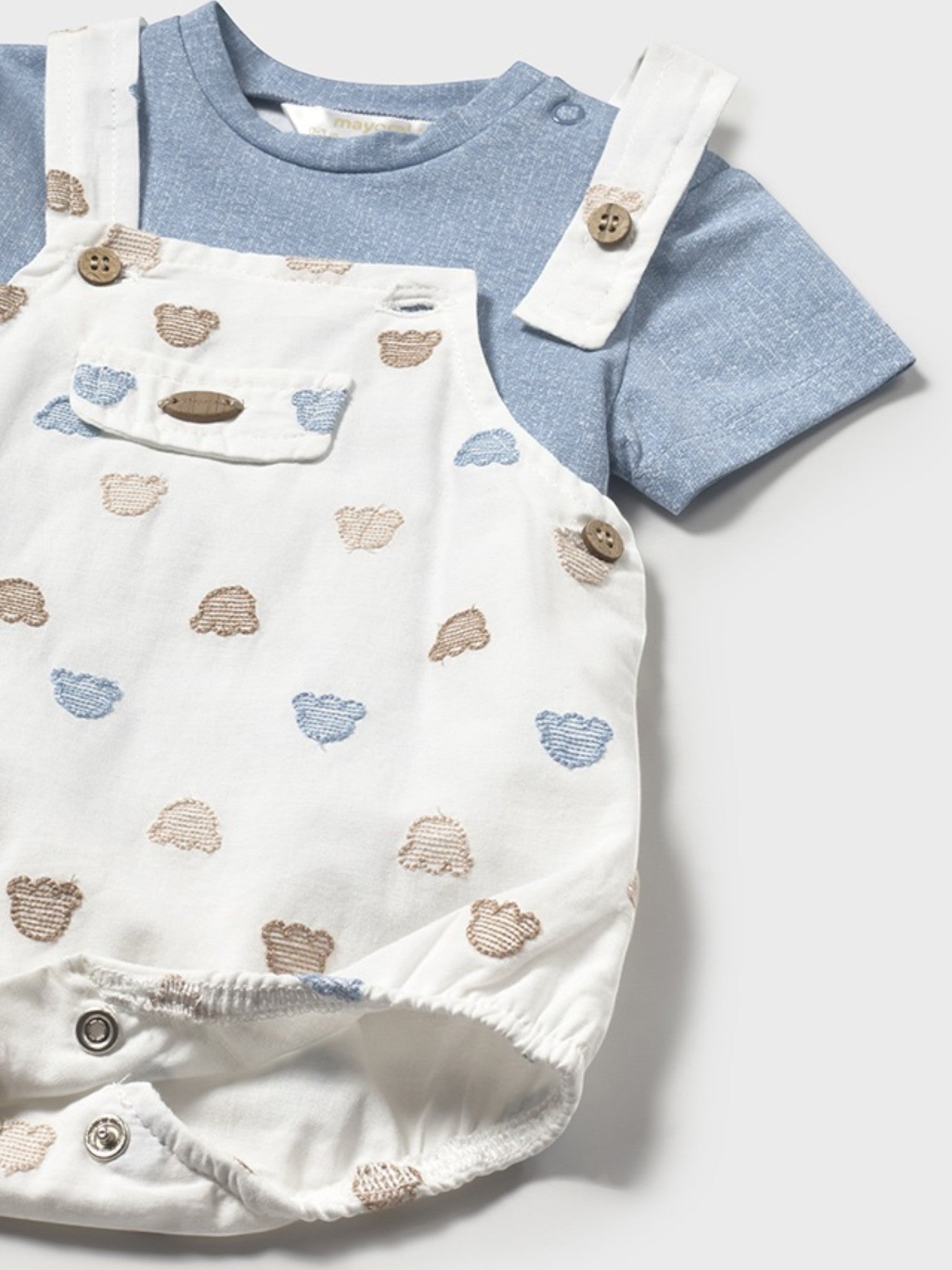 Completo salopette ricamo maglie Bimbo AZZURRO 1608 /A - NANU' BABY