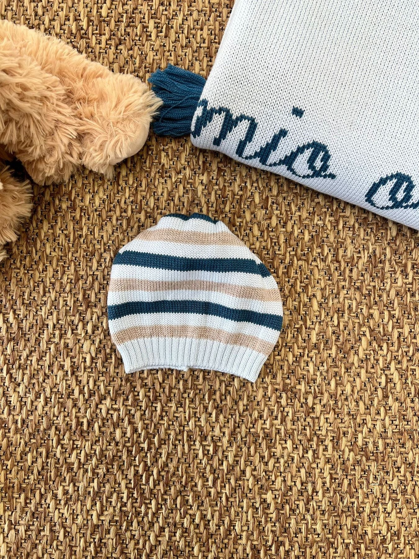 Cuffia in lana cielo Pom Pom Neonato CIELO IG5471PL/C - NANU' BABY