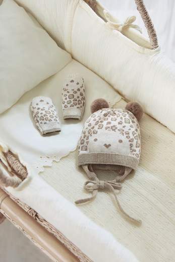 Completo cappello e manopole LATTE 9668- - NANU' BABY