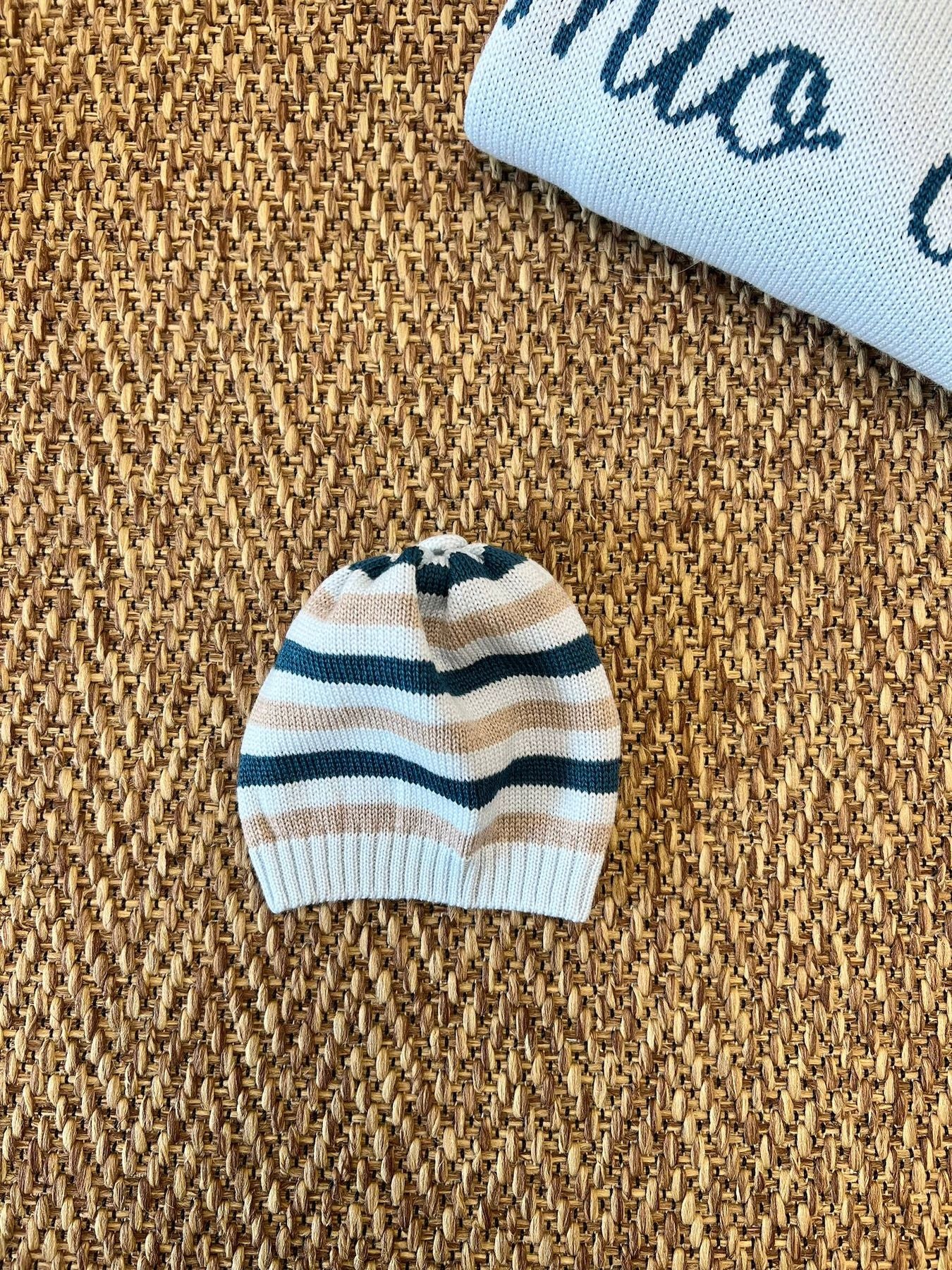 Cuffia in lana cielo Pom Pom Neonato CIELO IG5471PL/C - NANU' BABY