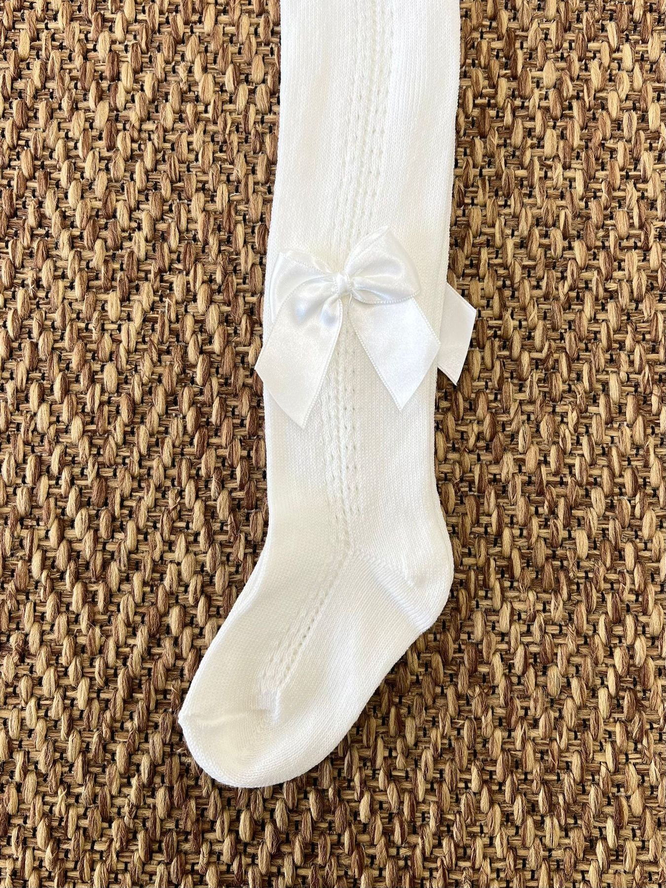 Collant a rete fiocco BIANCO 2015C - NANU' BABY