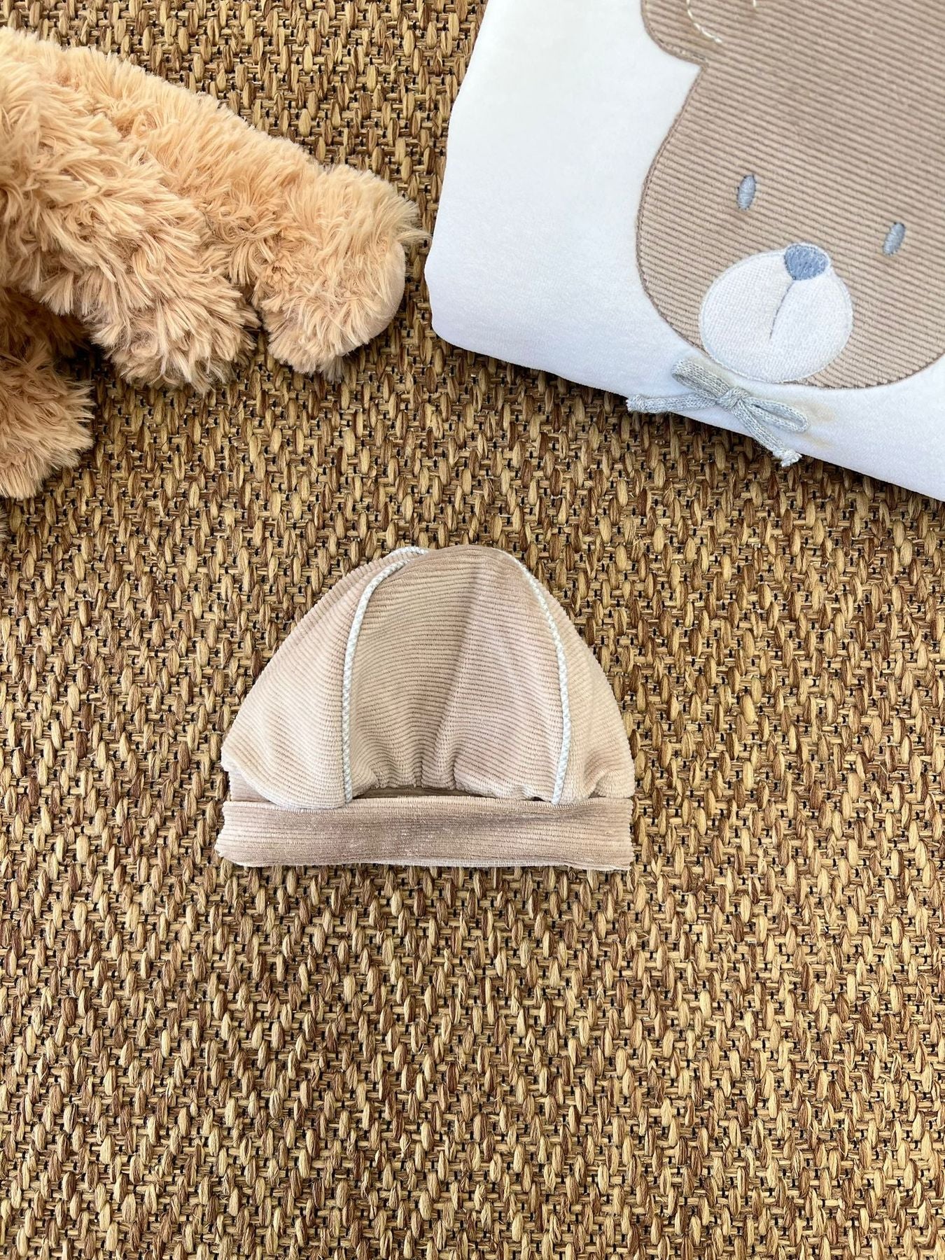Cuffia Teddy Neonato BIANCO 5450CA - NANU' BABY