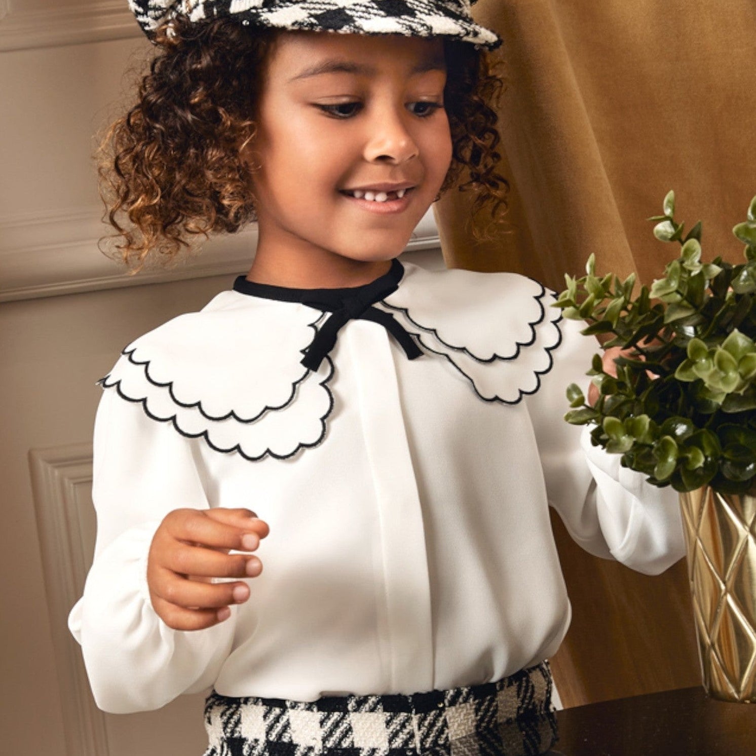 BLusa chiffon collo ricamo Bimba PANNA 5612/3 -  NANU' BABY