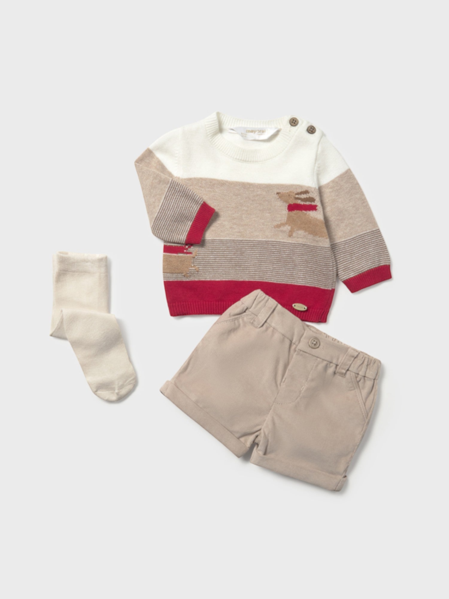 Completo Bimbo Beige Pantaloni Corti Mayoral 2259/30 - NANÙ BABY -  NANU' BABY