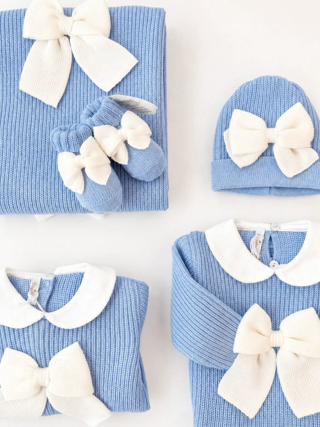 Cuffia Neonato Azzurro MAGLIA INGLESE FIOCCO 640/5630 by BABY LORD