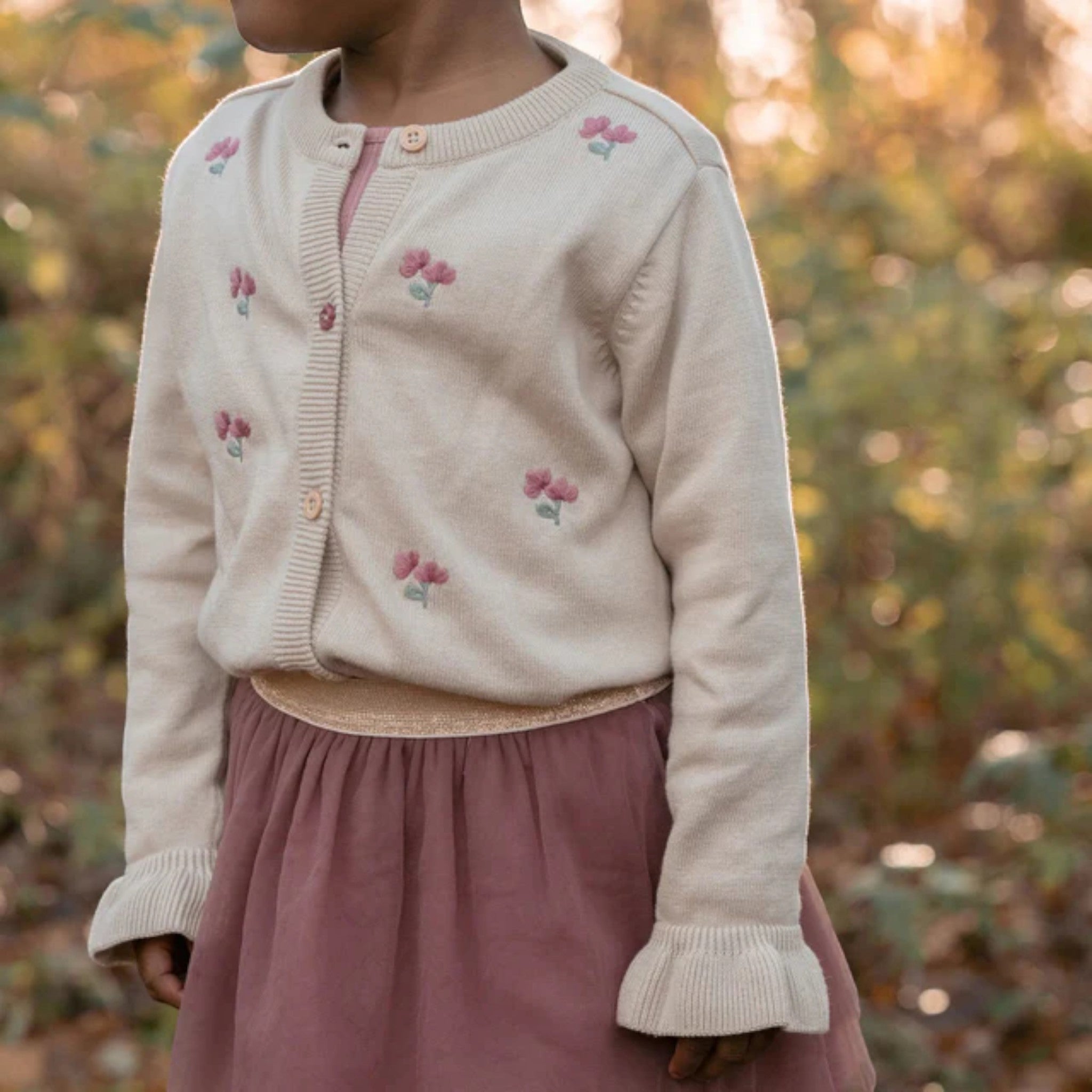 Cardigan lavorato a maglia- Giardino delle fate Bimba Avorio CL25092031