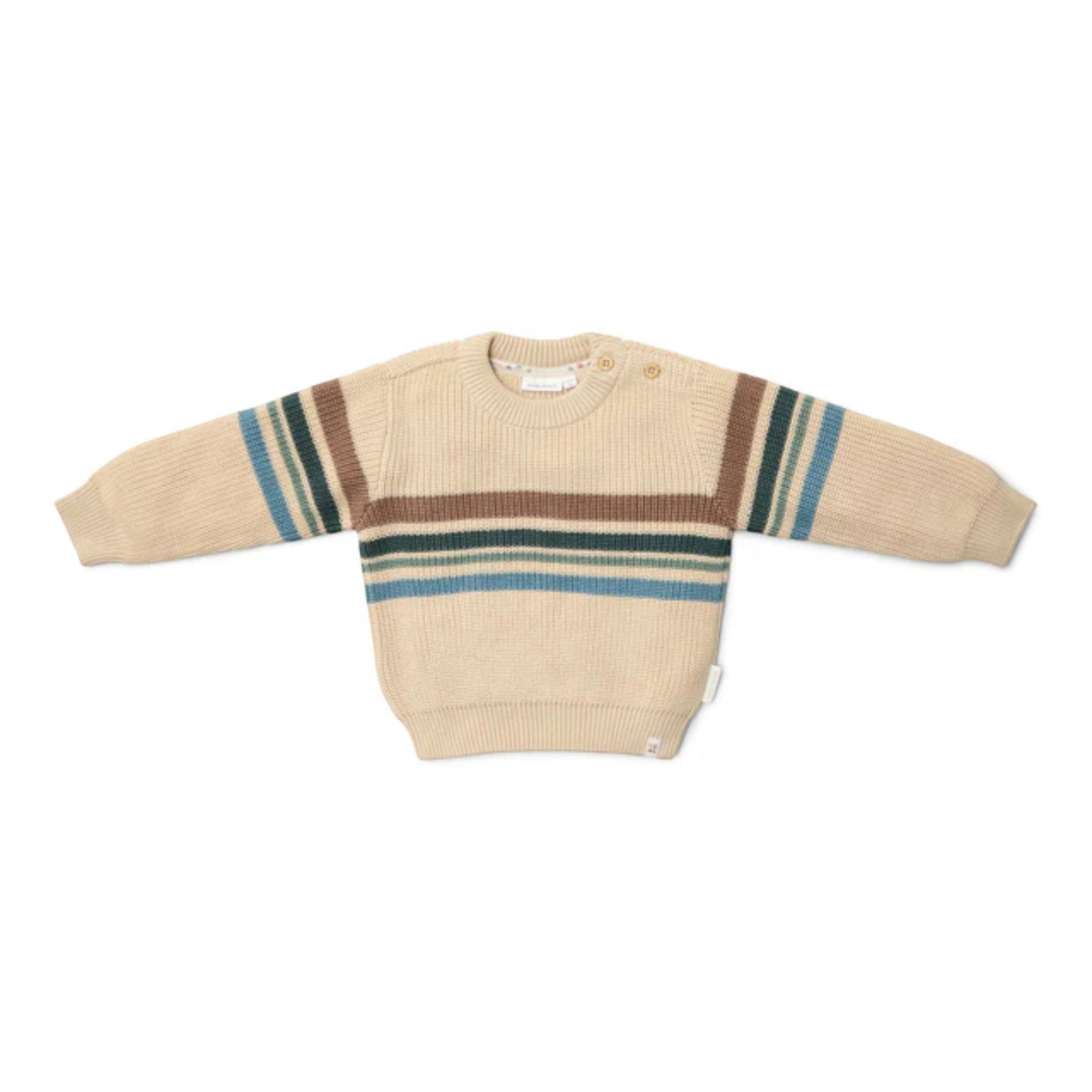 Maglione lavorato a maglia- Amici della foresta - Strisce Bimbo Avorio CL25092080