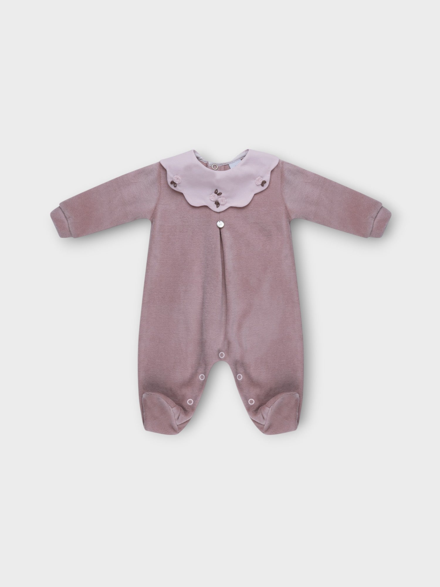 Tutina ciniglia colletto rosa Neonata VANIGLIA IN1014/R -  NANU' BABY