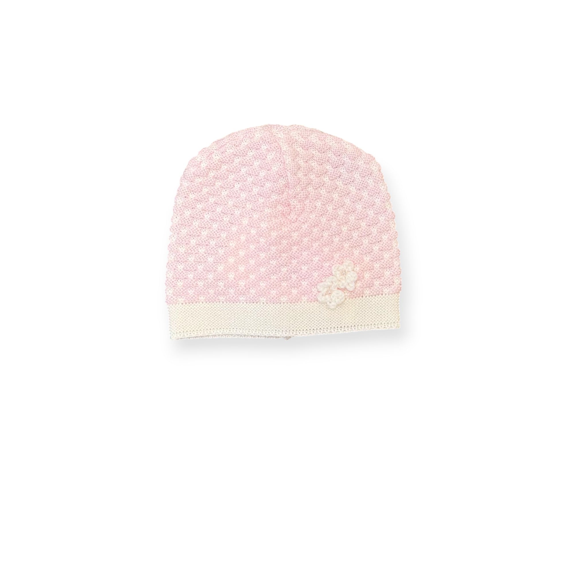 Cuffia Neonata Rosa Lana Fiocco 7770