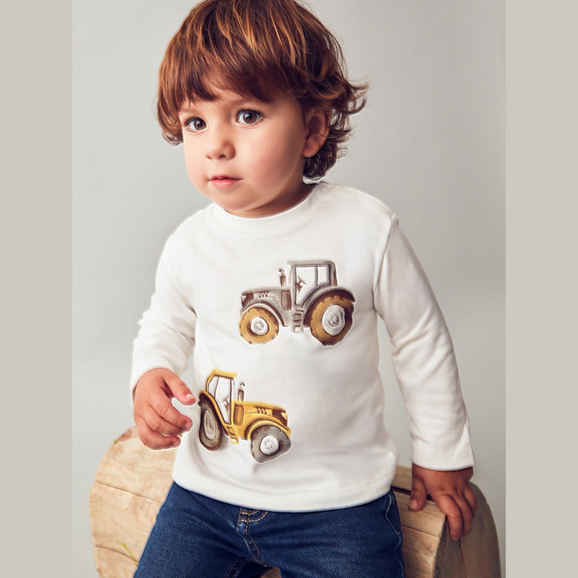 Camicia  m/l "play" trattore Bimbo PANNA 2069/39 -  NANU' BABY