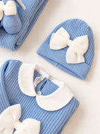 Cuffia Neonato Azzurro MAGLIA INGLESE FIOCCO 640/5630 by BABY LORD
