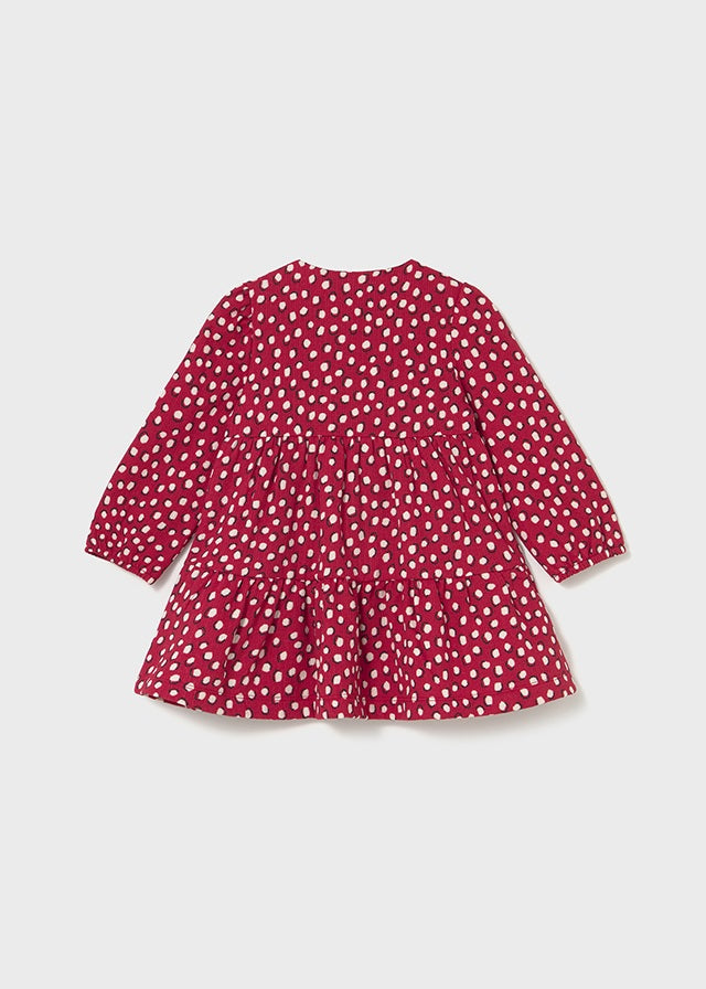 Abito Neonata Maniche Lunghe Rosso Pois Cotone 2915/40