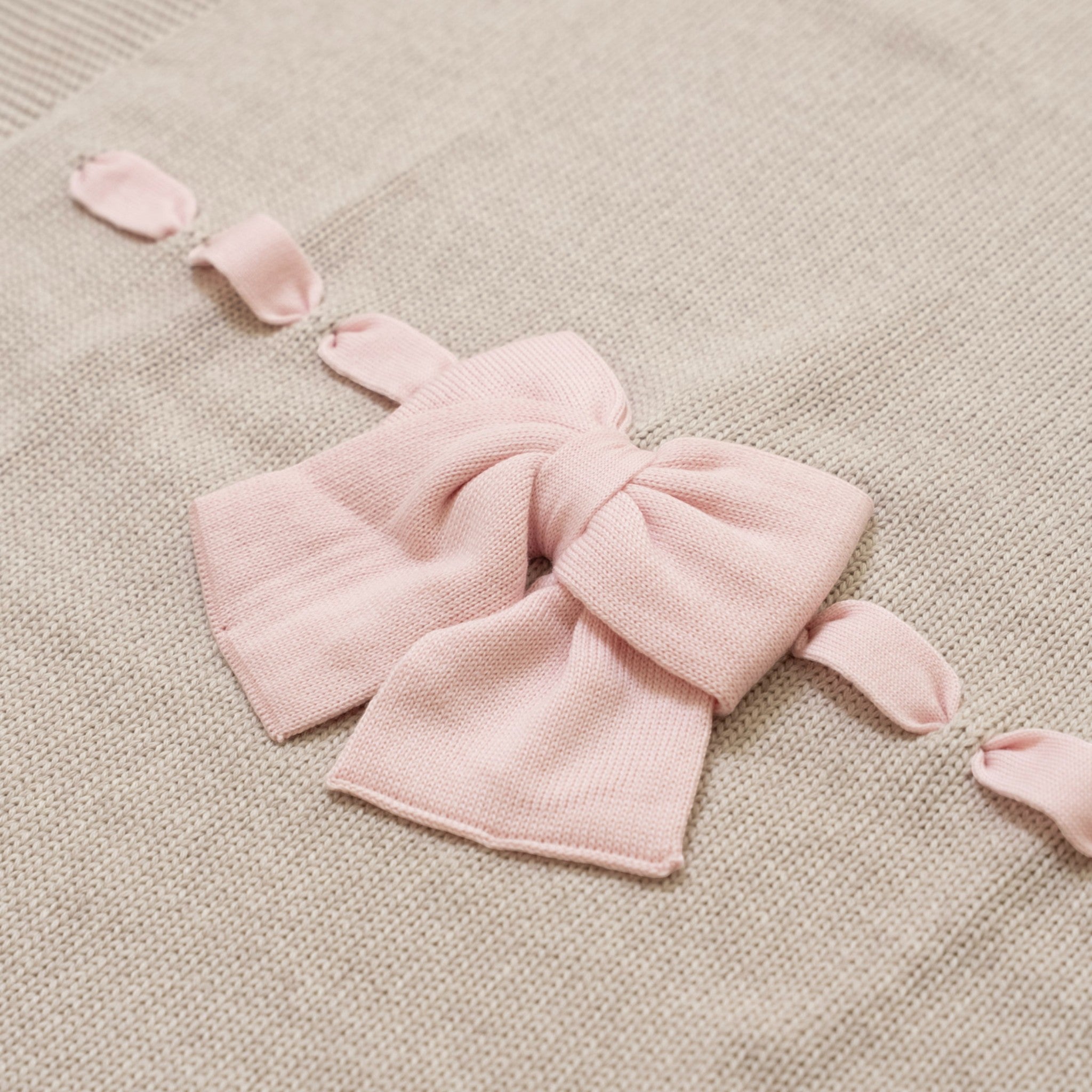 Coperta Neonata Beige Fiocco Rosa - Lana Premium LE DODO' E92-3007