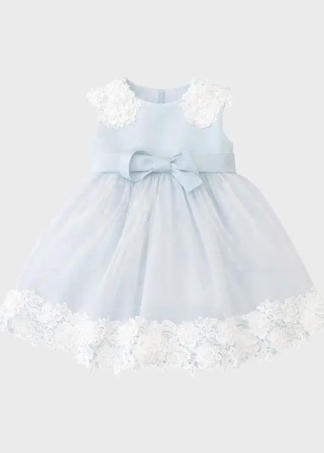 Abito Cerimonia Bimba Azzurro Macramè FB083/AP by FLO' SARTORIA ITALIANA