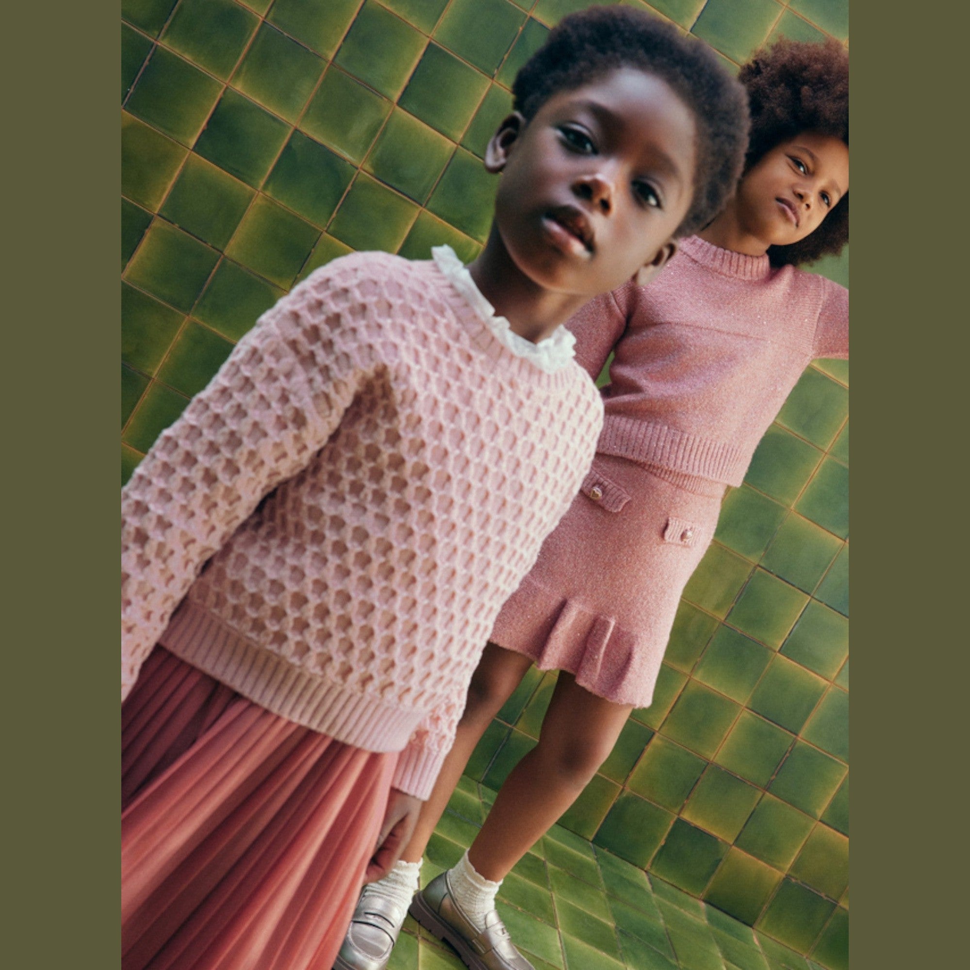 Maglione jacquard ciniglia Bimba Rosa 5828/8 -  NANU' BABY