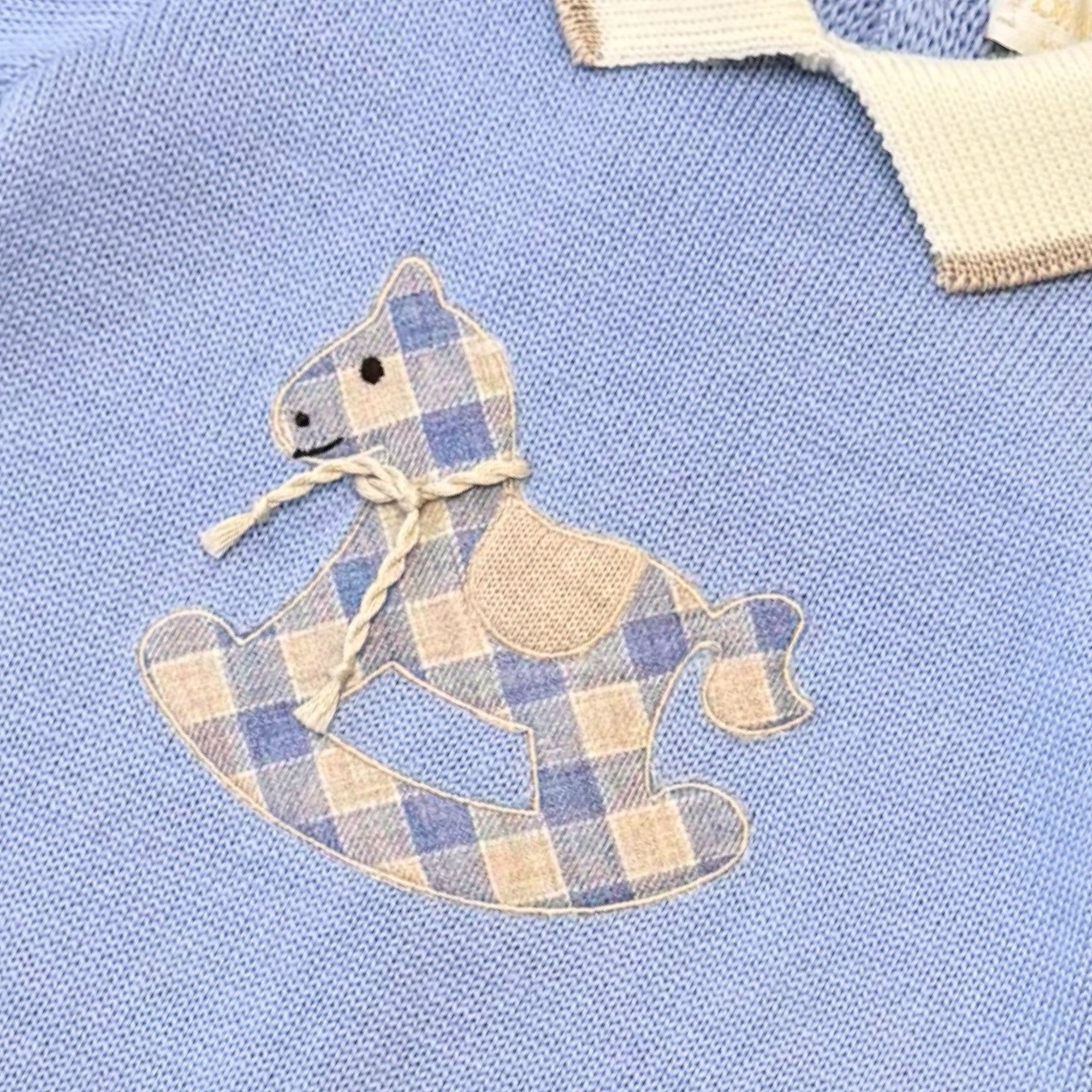 Completo nascita Misto Lana AZZURRO Little Horse 7821