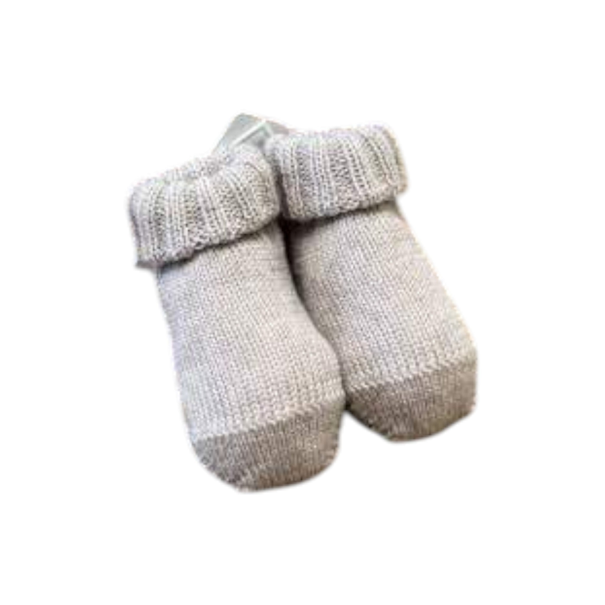 Babbucce Neonato Lana Merino Beige - BEBE' DI ALMY SC75