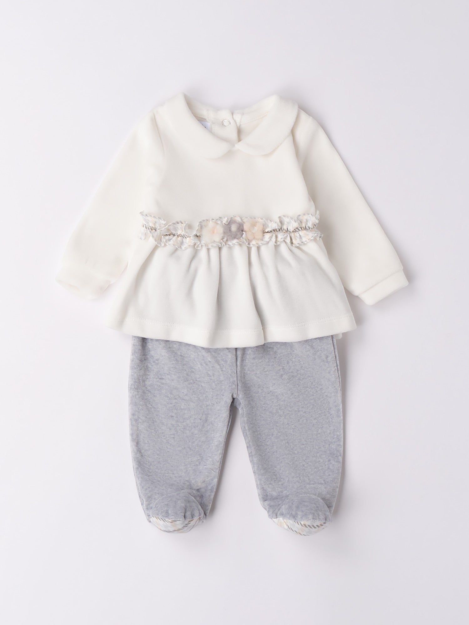 Tutina Due Pezzi Con Piede Neonata Bianco 3F762/112 -  NANU' BABY