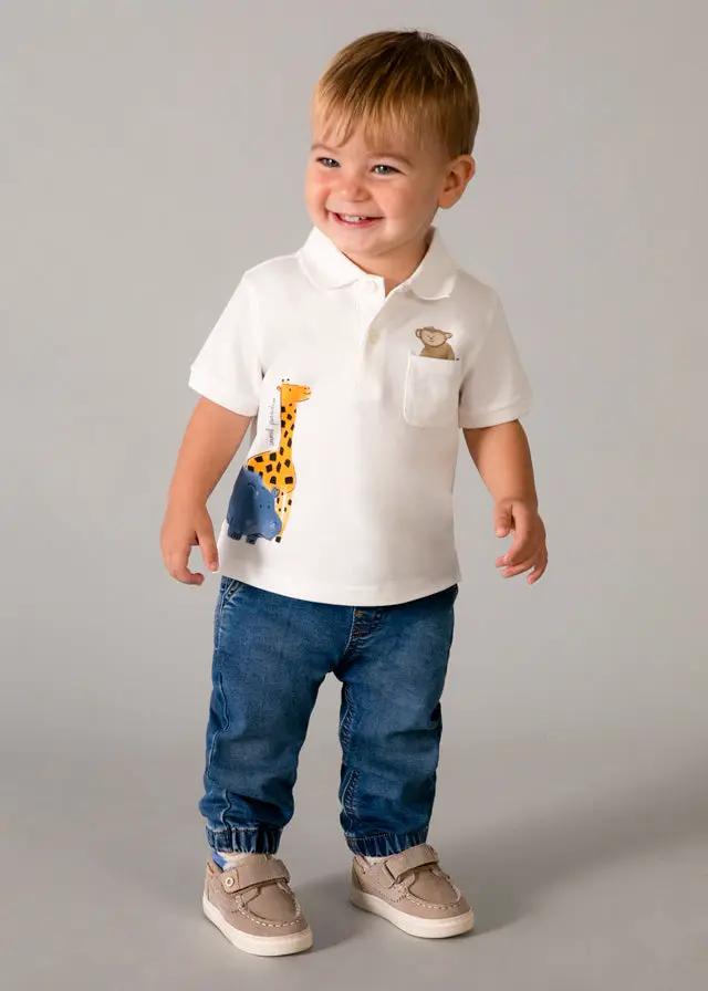 Polo Bimbo Bianco 1108/16 by MAYORAL