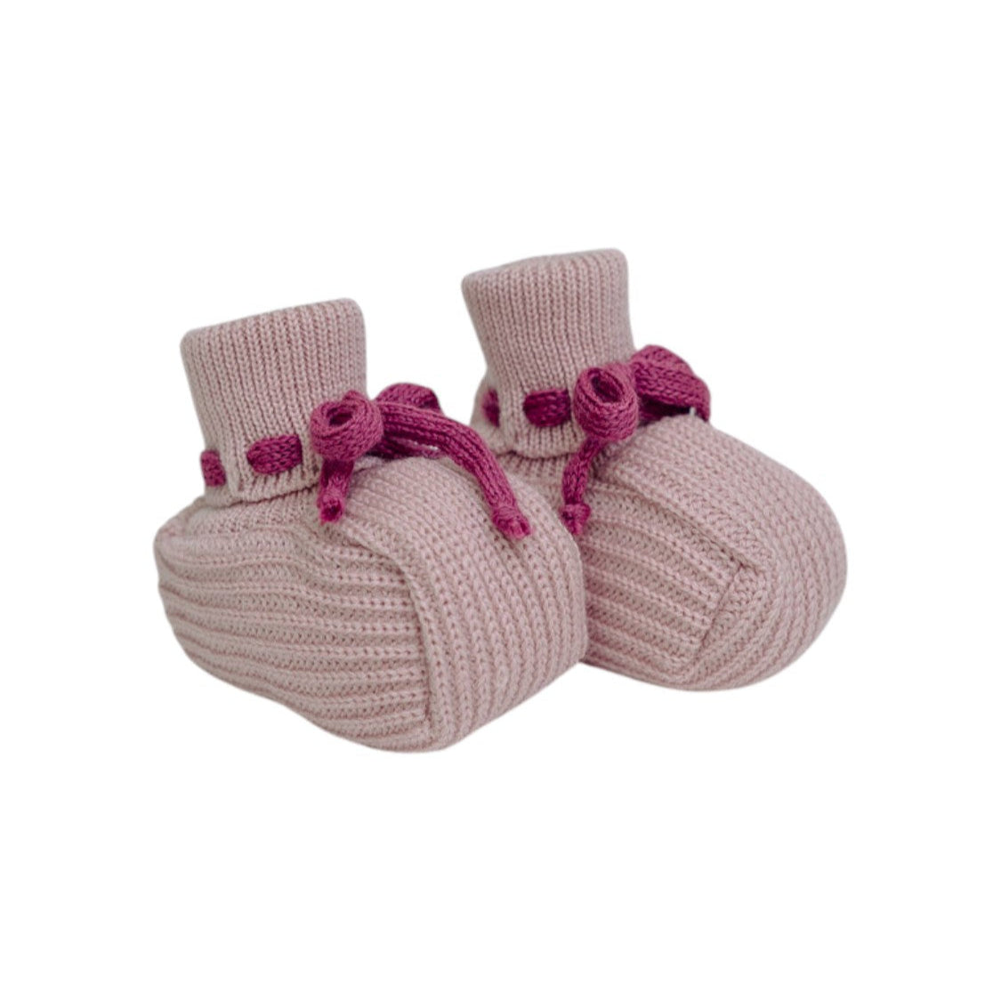 Babbucce Neonata Lana Vergine 100% Rosa Marsala Fiori IN14S/R