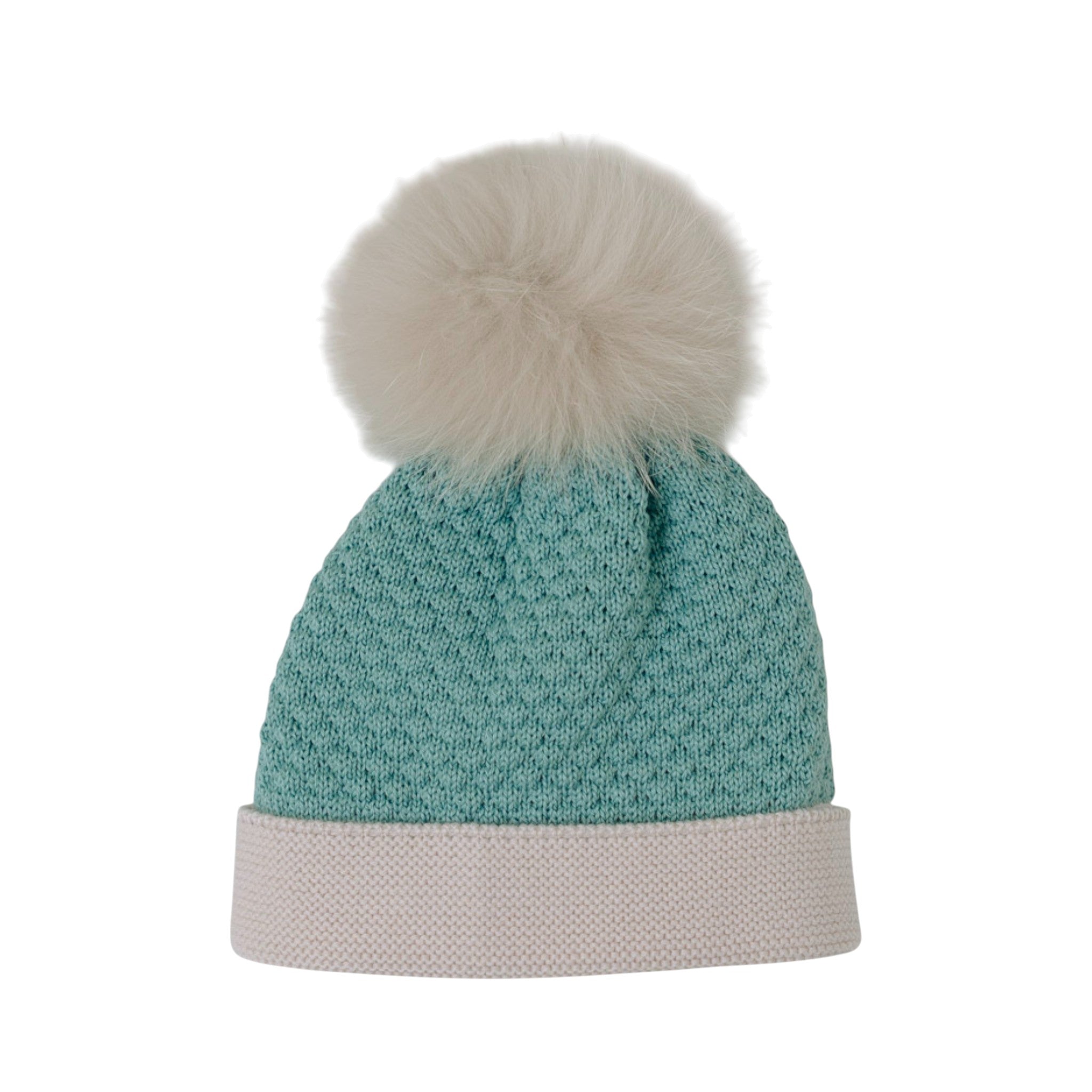 Cuffia Pon Pon Neonato Lana Vergine 100% Verde IN5771/V