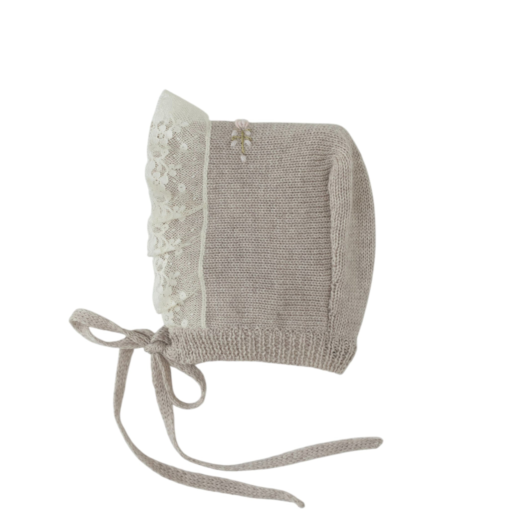 Cappellino Pura Lana Ricamo Fiori Rococò CLAUDIA - Piccola Giuggiola