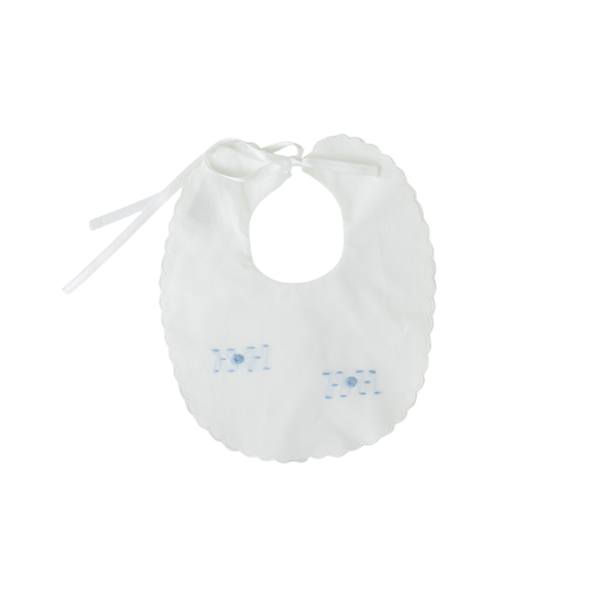 Bavetta Neonato Cotone Ricamo Punto Vapore RICCARDO - Piccola Giuggiola
