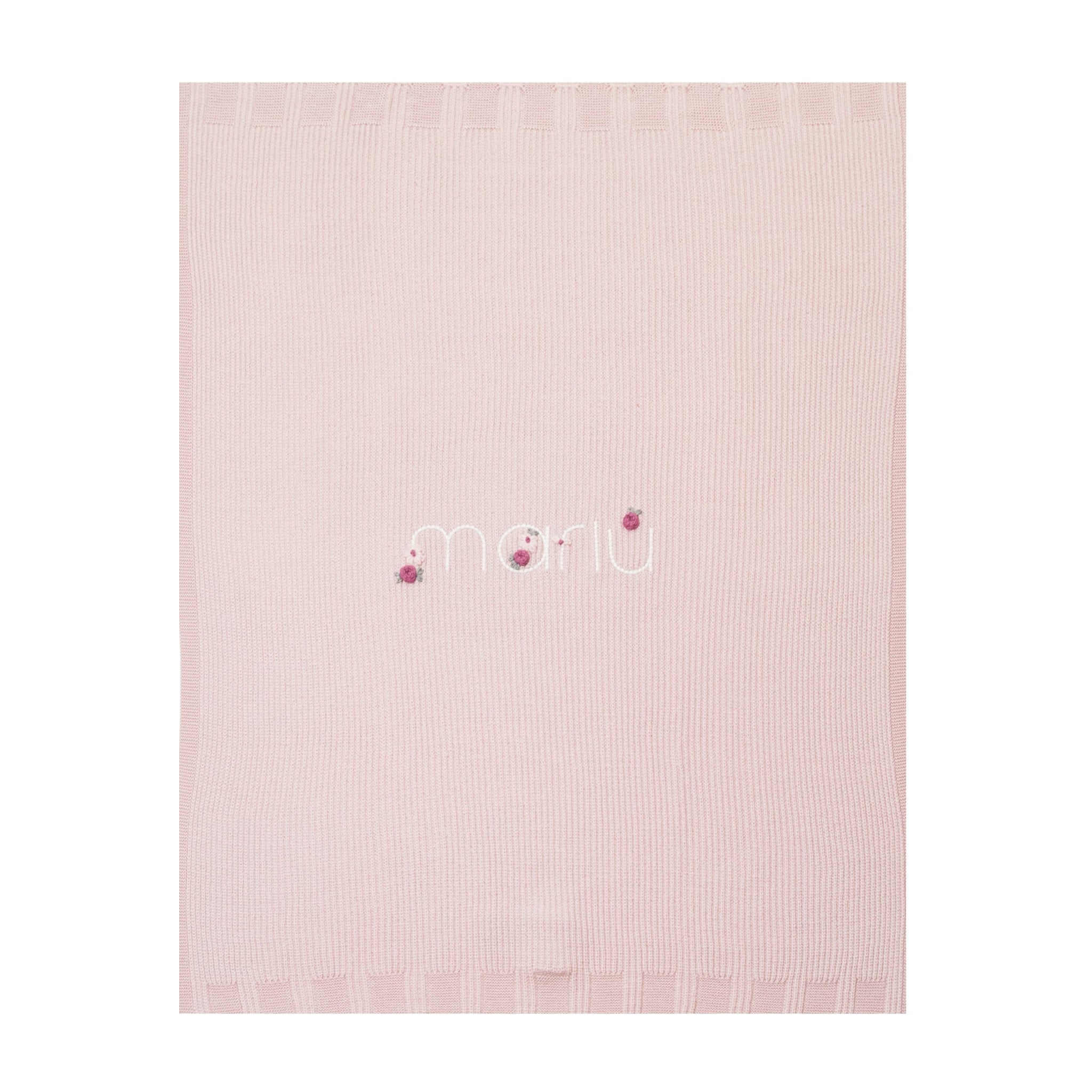 Copertina Neonata Lana Vergine 100% Rosa Marsala Fiori IN1480/R