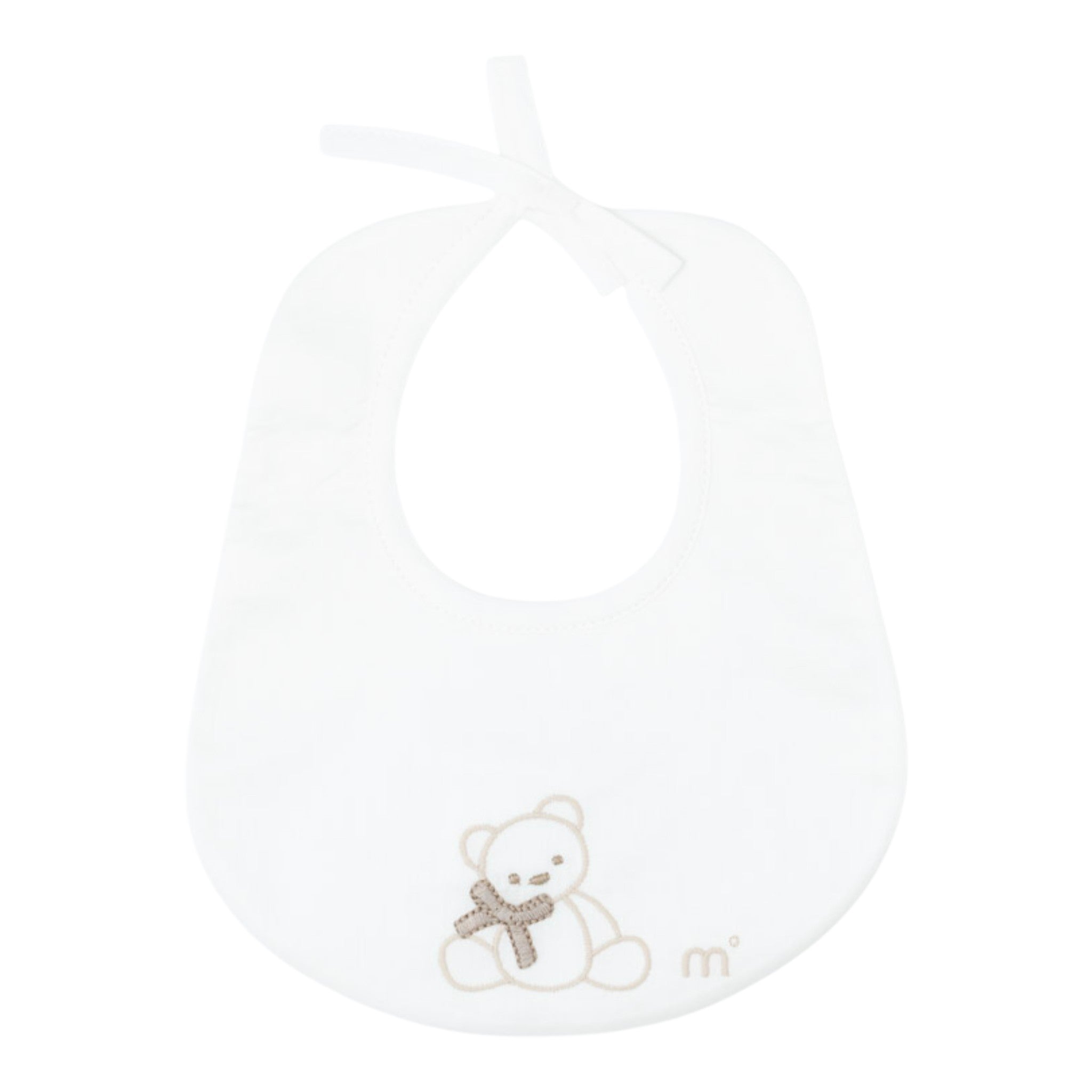 Bavetta Neonato Cotone 100% Vaniglia Ricamo Orsetto IN54BAV