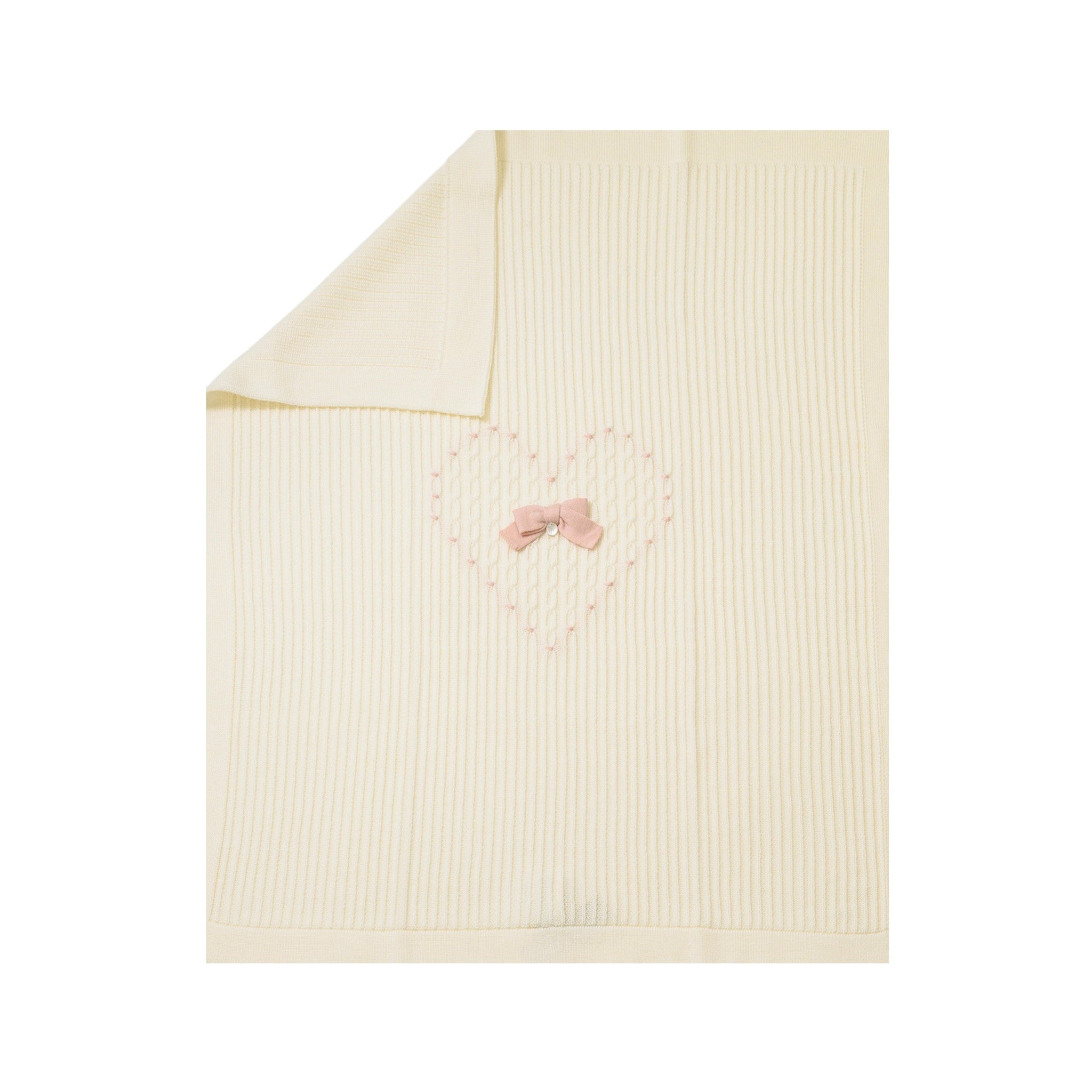 Coperta Lana con Cuore Neonata VANIGLIA IN1180
