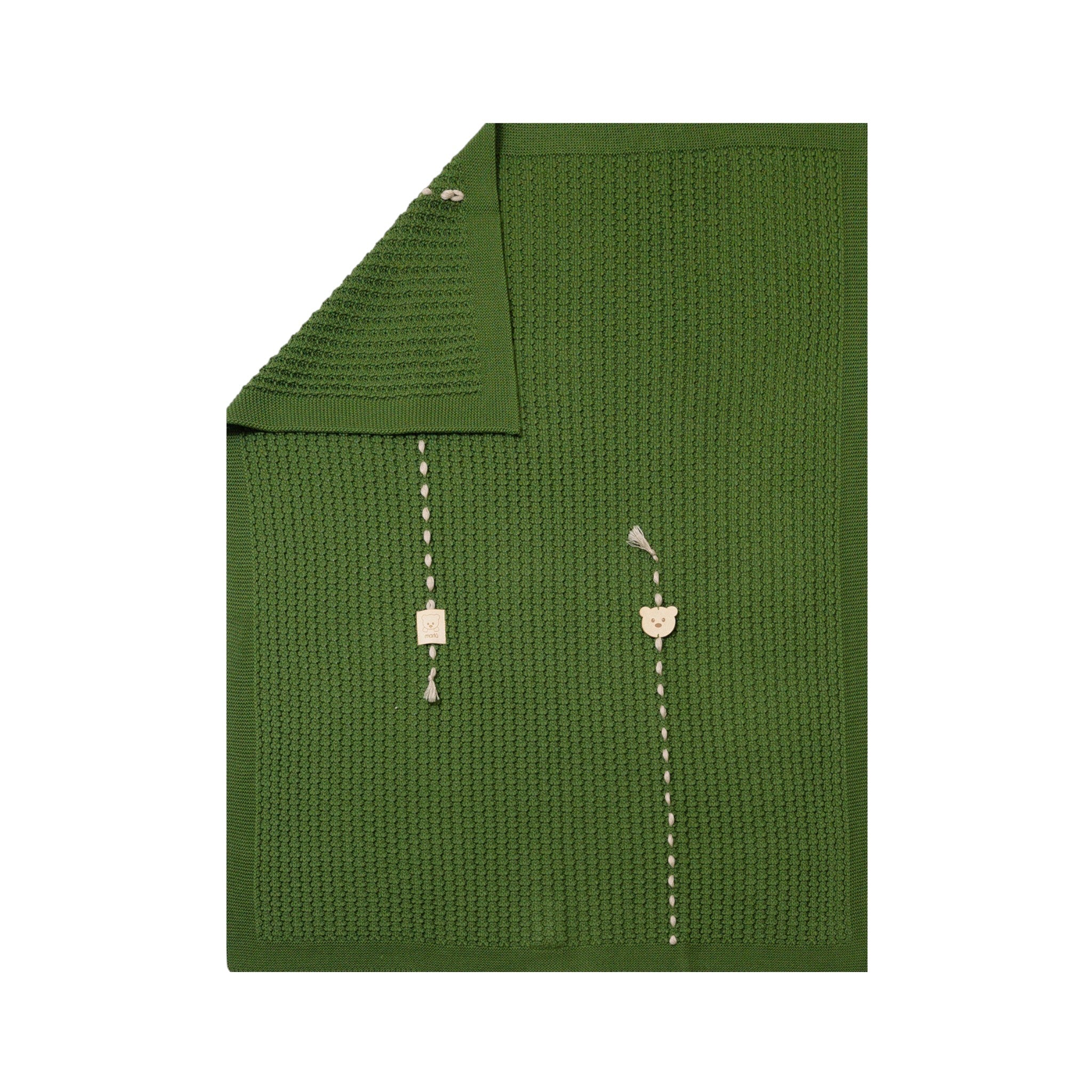 Copertina Neonato Lana Vergine 100% Verde Oliva Tortora IN6280