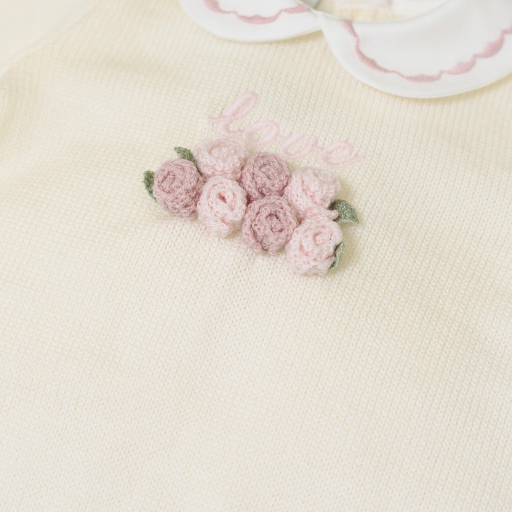 Completo Nascita Abito Neonata Lana Vergine 100% Vaniglia Rosa IN1919/V