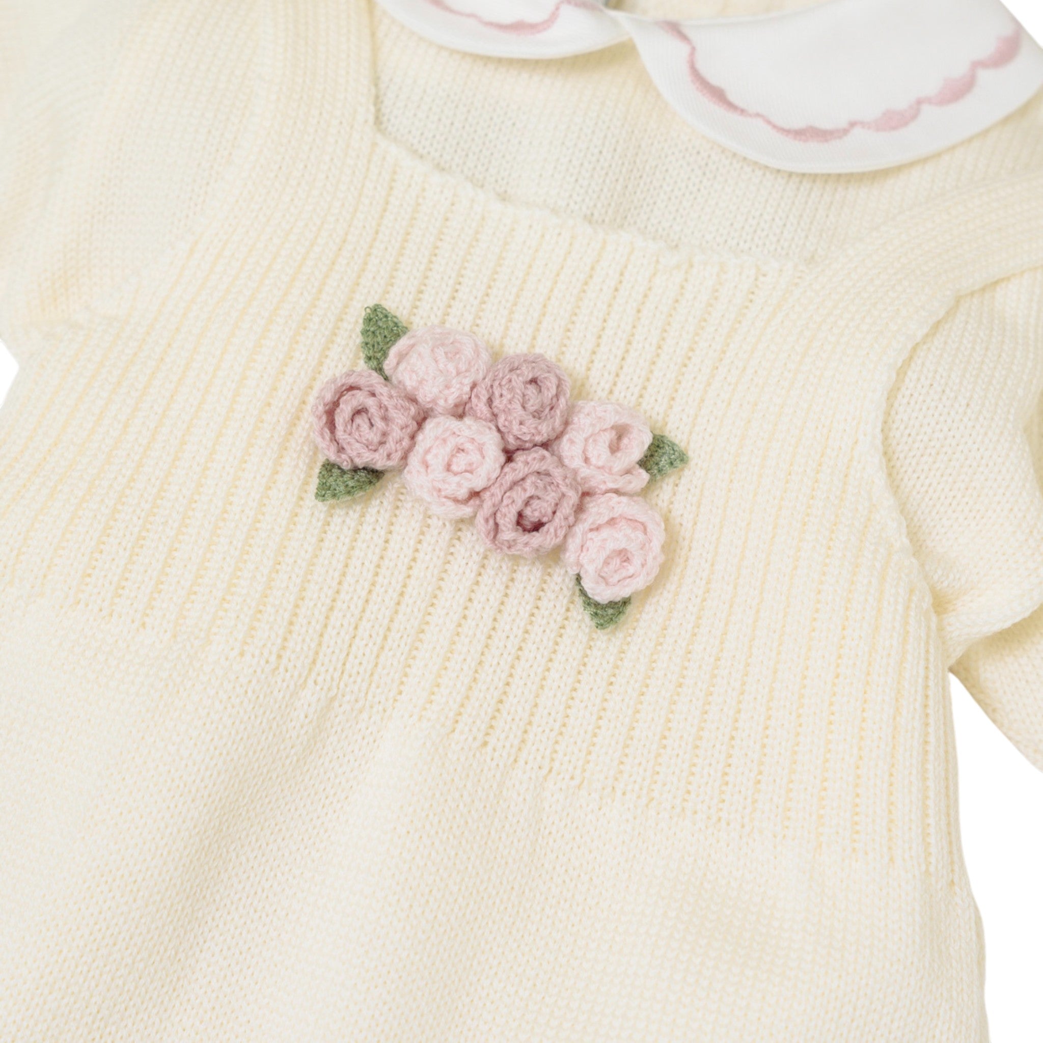 Completo Nascita Neonata Lana Vergine 100% Vaniglia Rosa IN1930/V