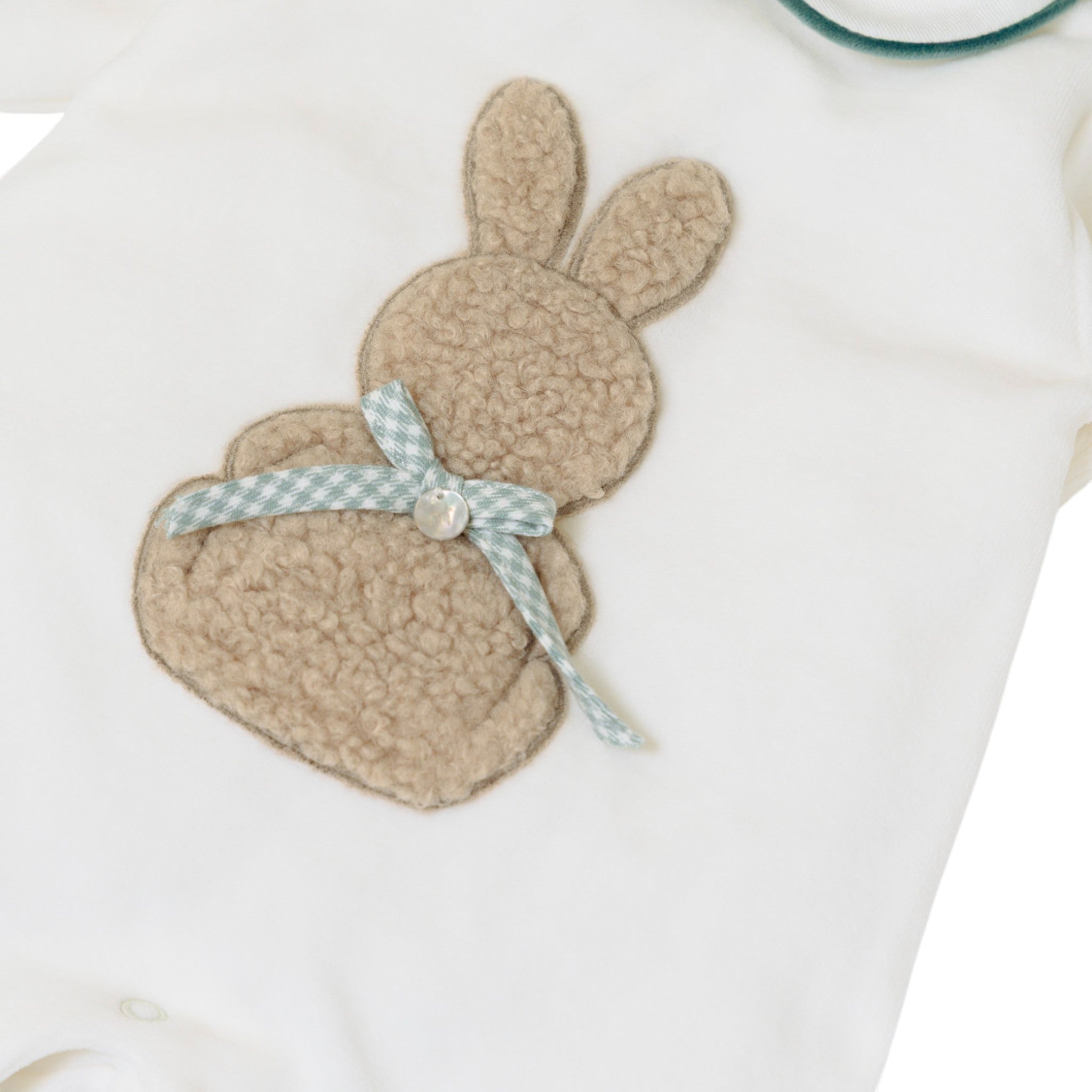 Tutina Neonato Ciniglia 100% Vaniglia Applicazioni Decorative IN6414BIS