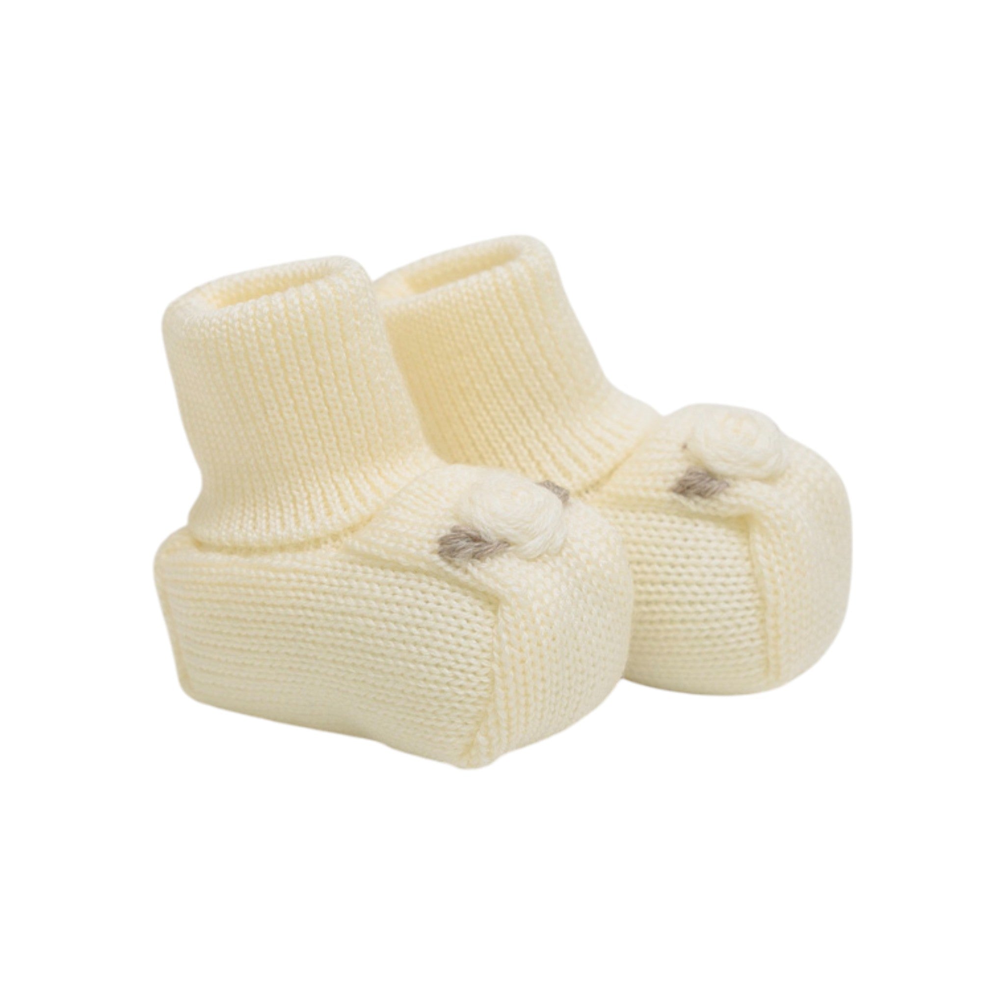 Babbucce Neonata Lana Vergine 100% Vaniglia Tortora IN24S/V