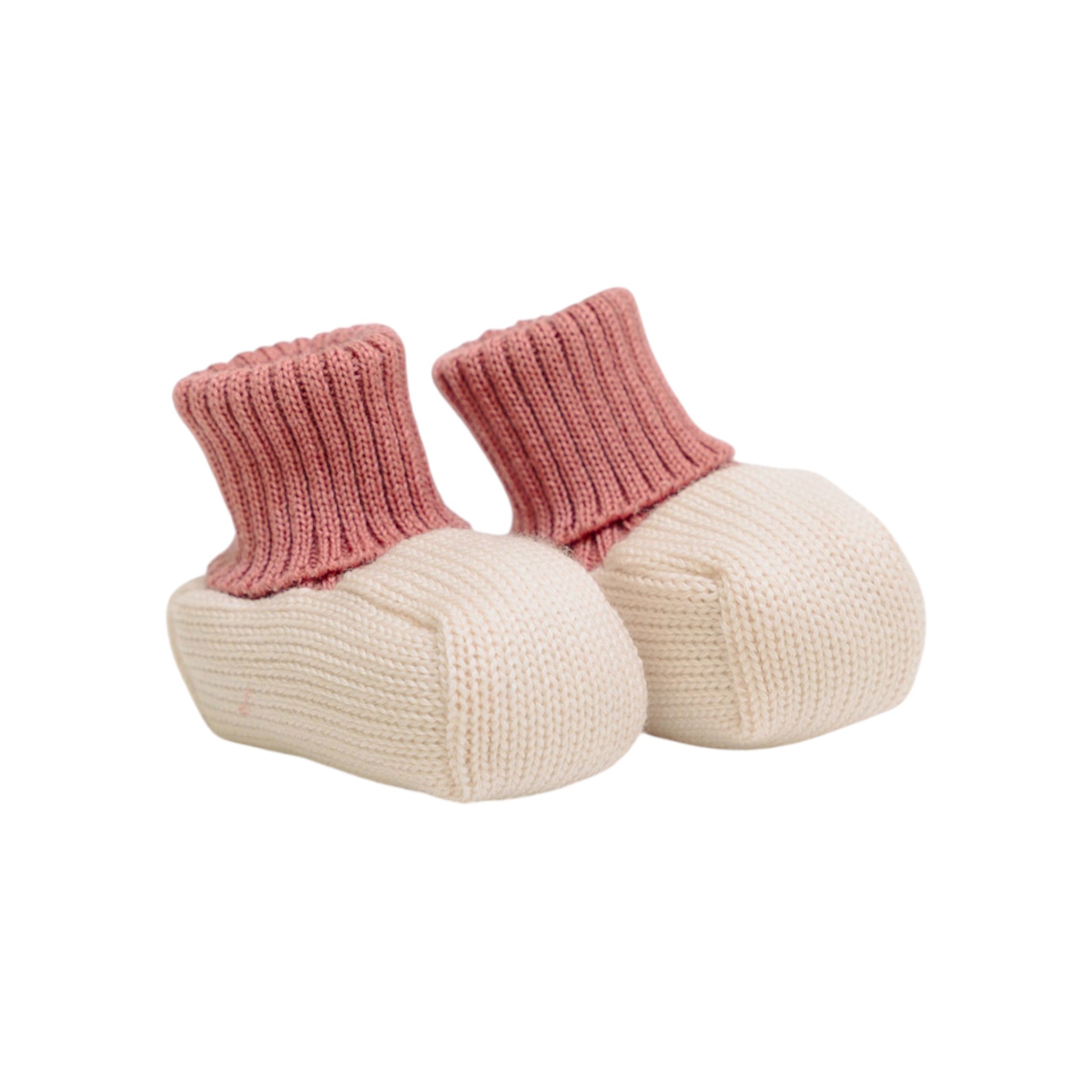 Babbucce Neonata Lana Vergine 100% Natural Rosa IN71S/R