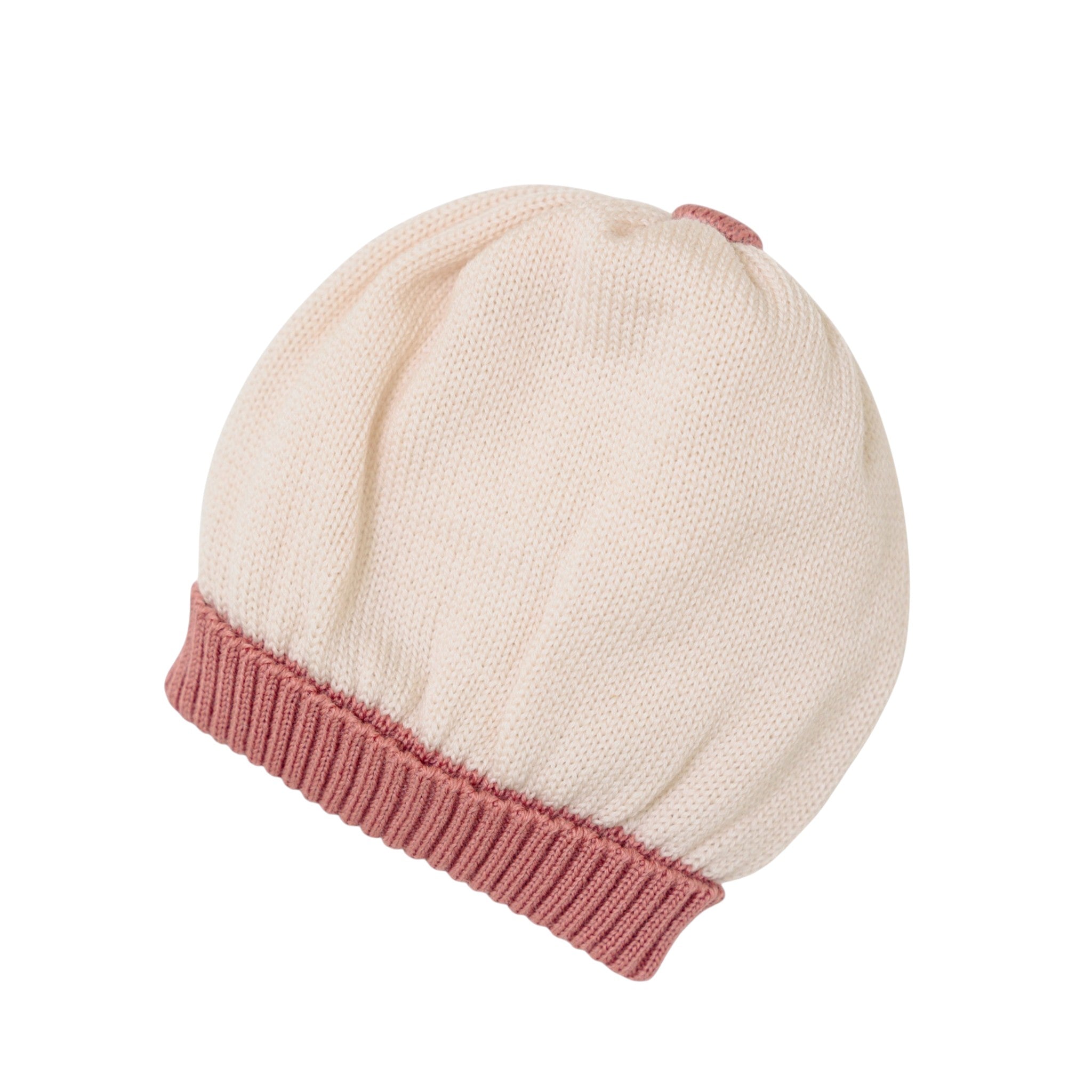 Cuffia Neonata Lana Vergine 100% Natural Rosa IN7171BT/R