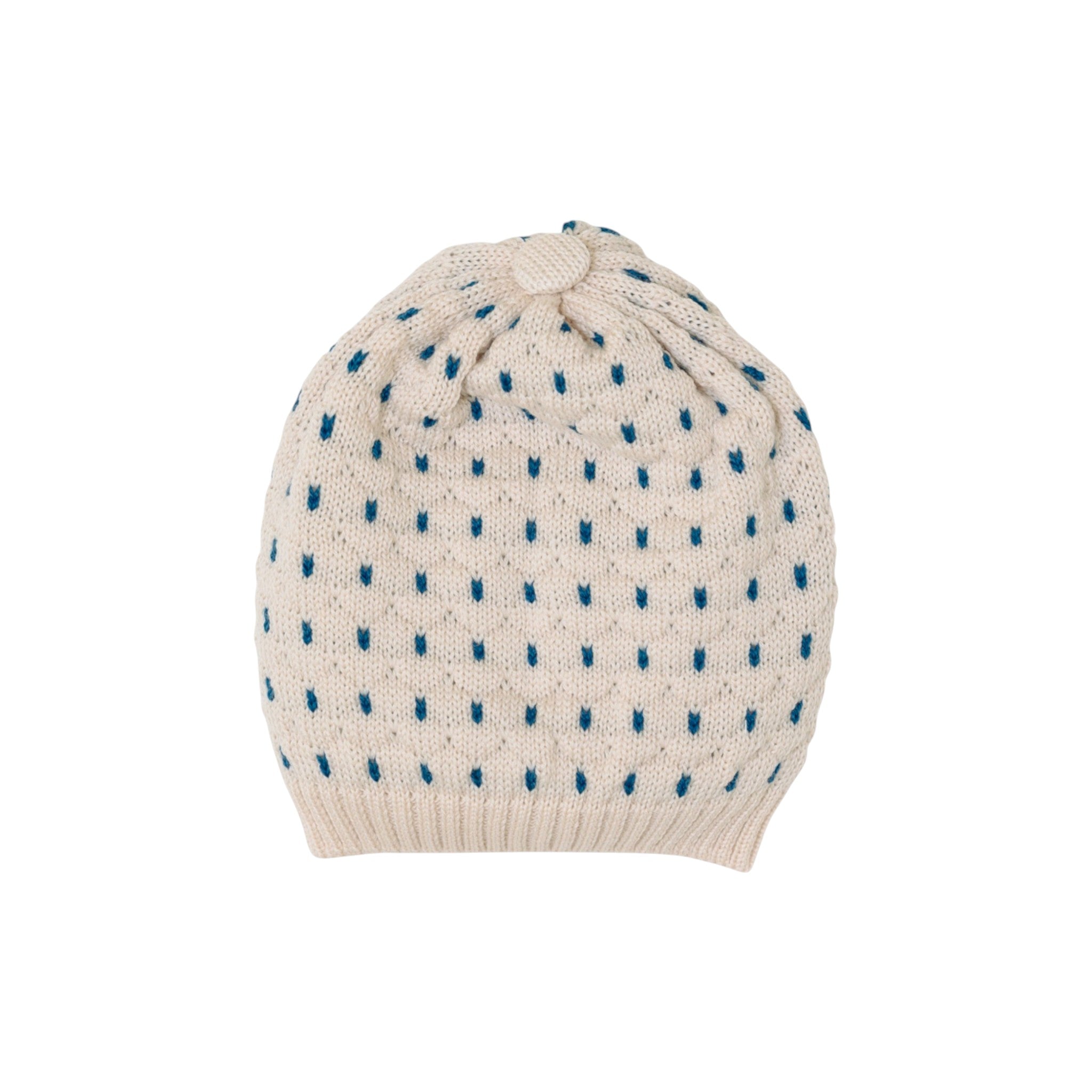 Cuffia Neonato Lana Vergine 100% Natural Zaffiro IN5071BT