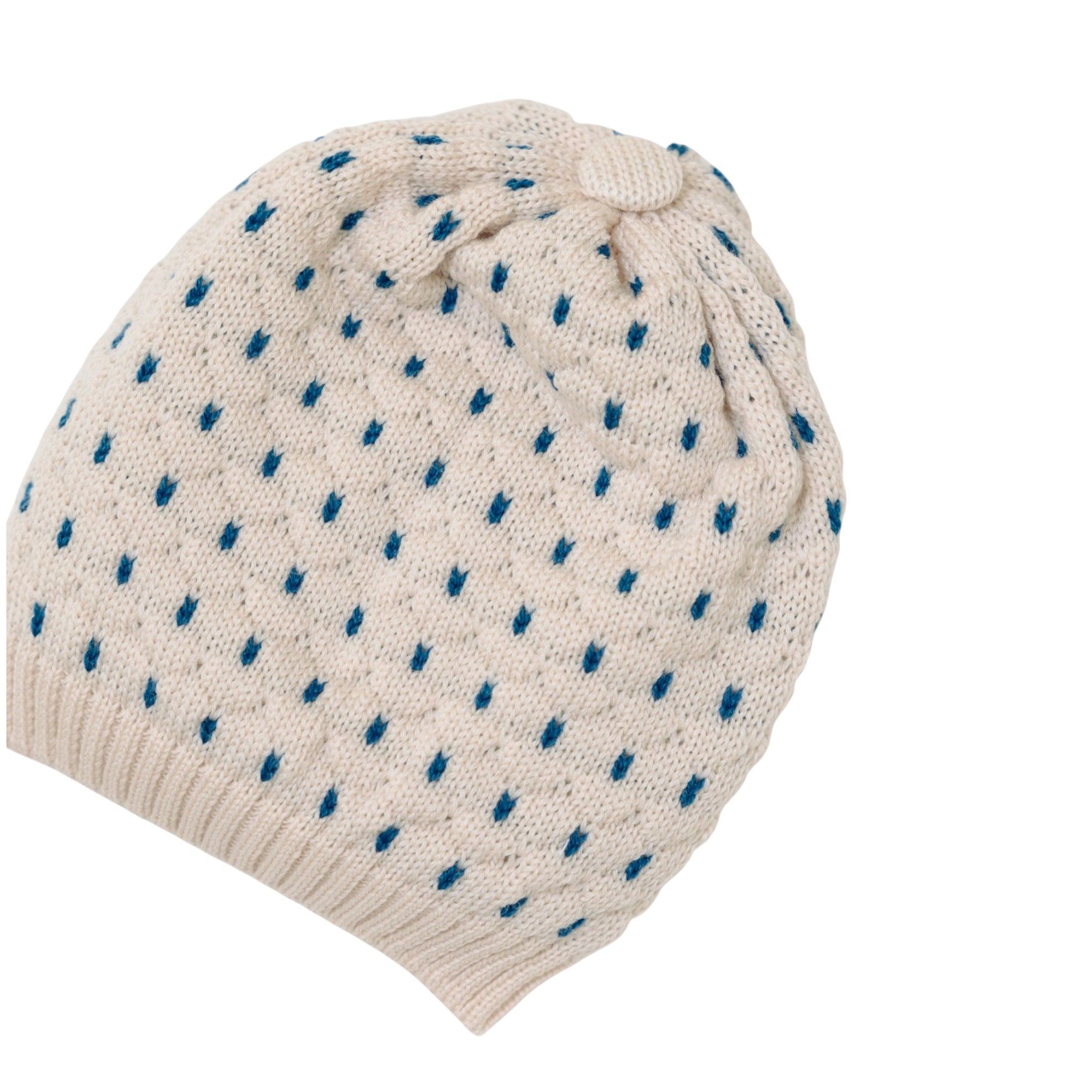 Cuffia Neonato Lana Vergine 100% Natural Zaffiro IN5071BT