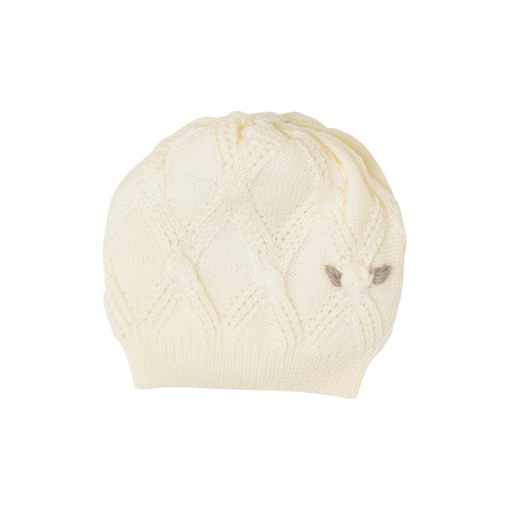 Cuffia Neonata Lana Vergine 100% Vaniglia Tortora IN2471BT/V