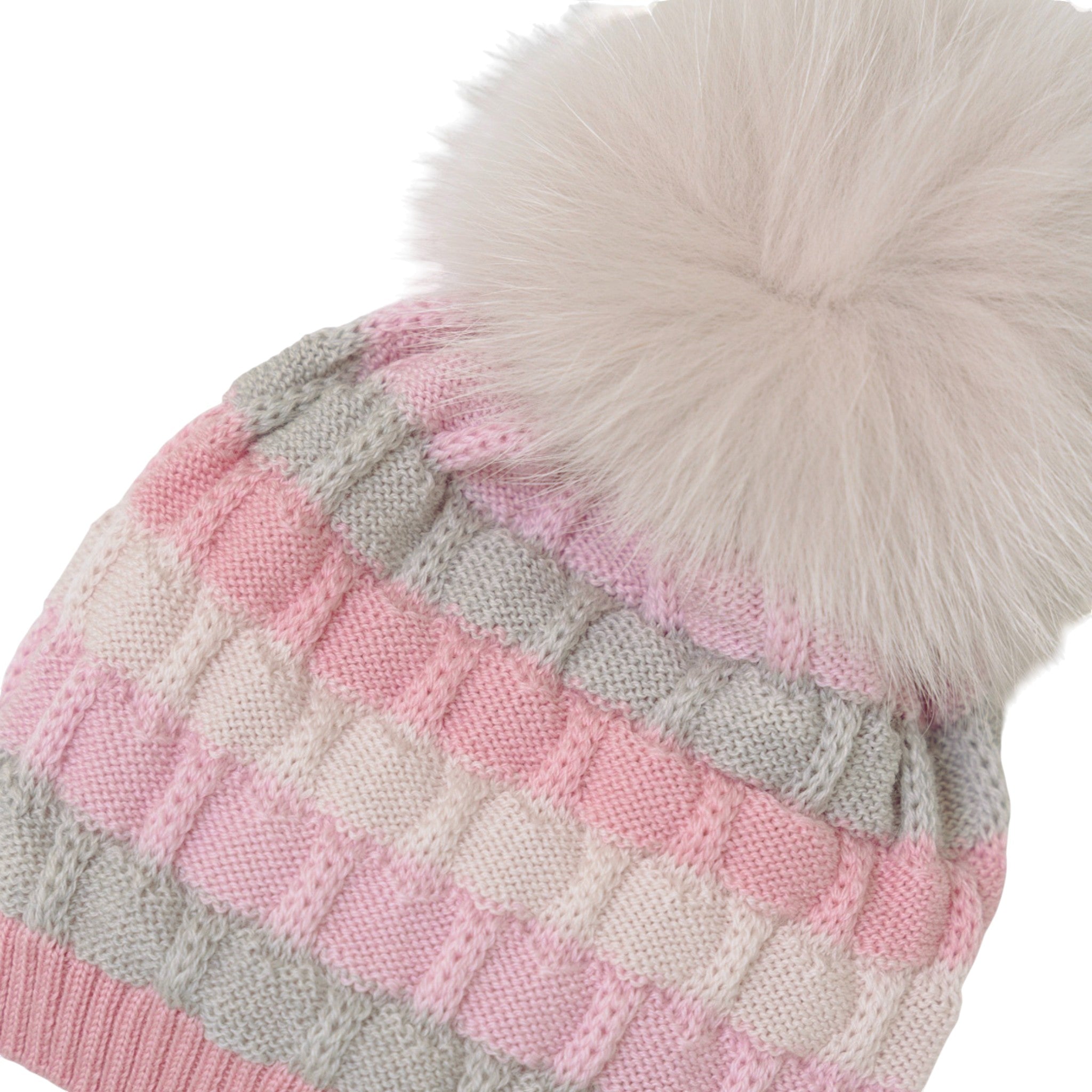 Cuffia Neonata Lana Vergine 100% Rosa Cipria Multicolor IN2371/R