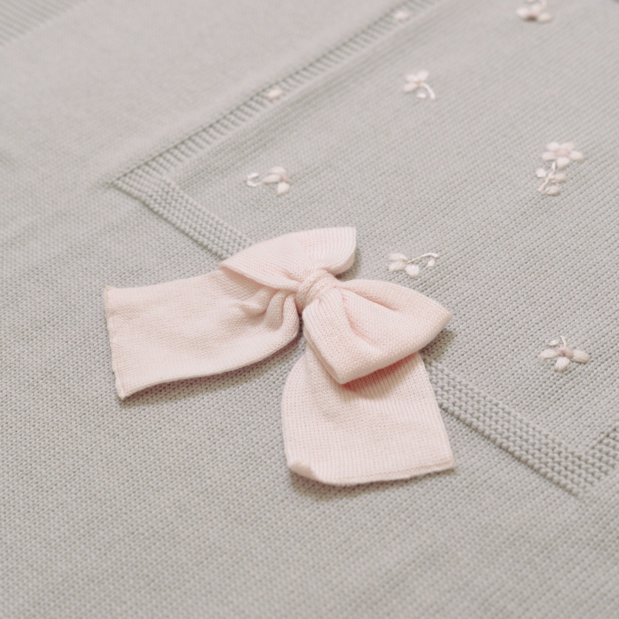 Embroidered Flowers Blanket Newborn IVORY
